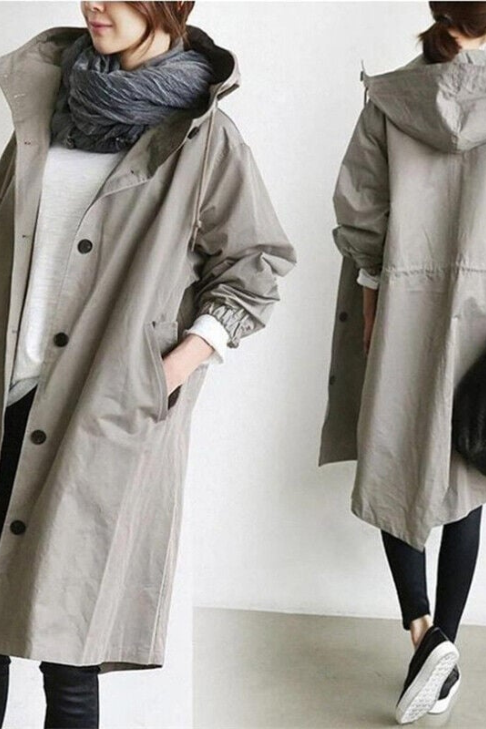 Women's Hooded Waterproof Trench Coat