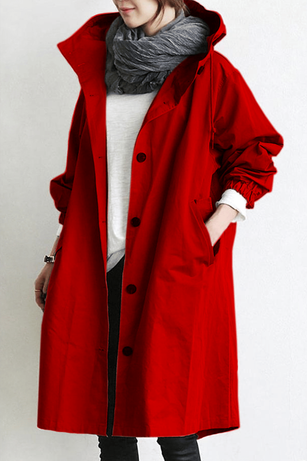 Women's Hooded Waterproof Trench Coat