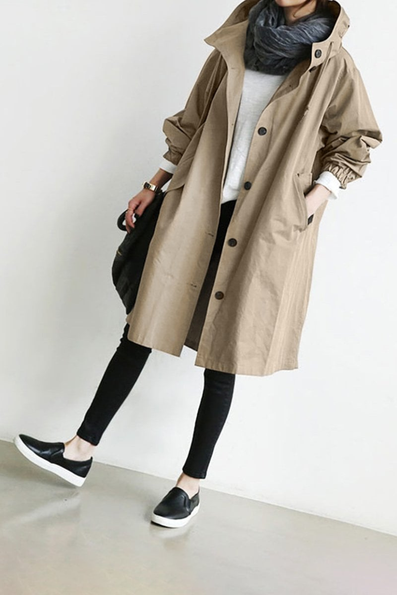 Women's Hooded Waterproof Trench Coat