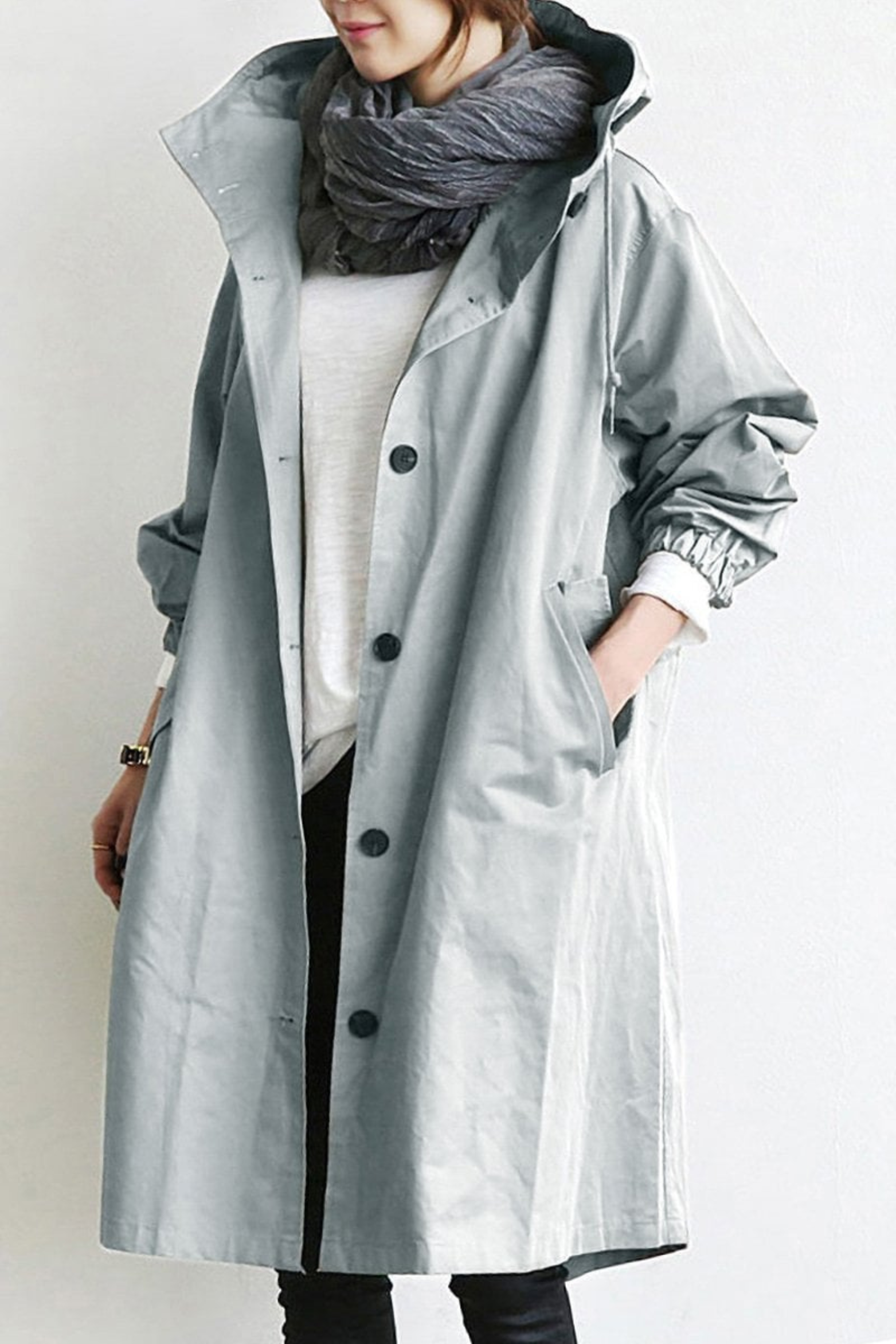 Women's Hooded Waterproof Trench Coat