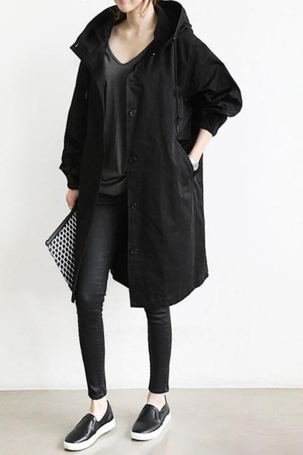 Women's Hooded Waterproof Trench Coat