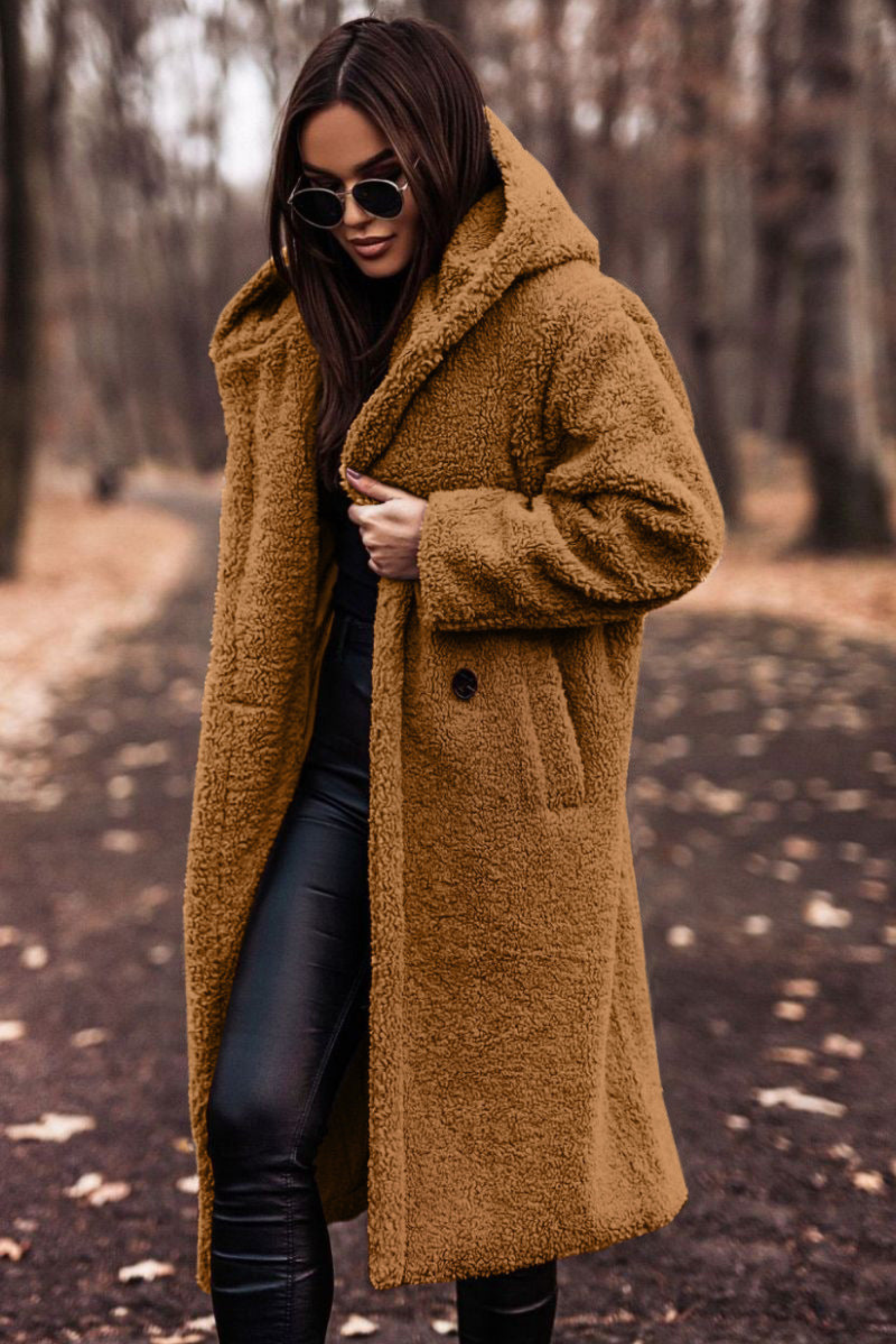 Women's Hooded Wool Blend Winter Coat