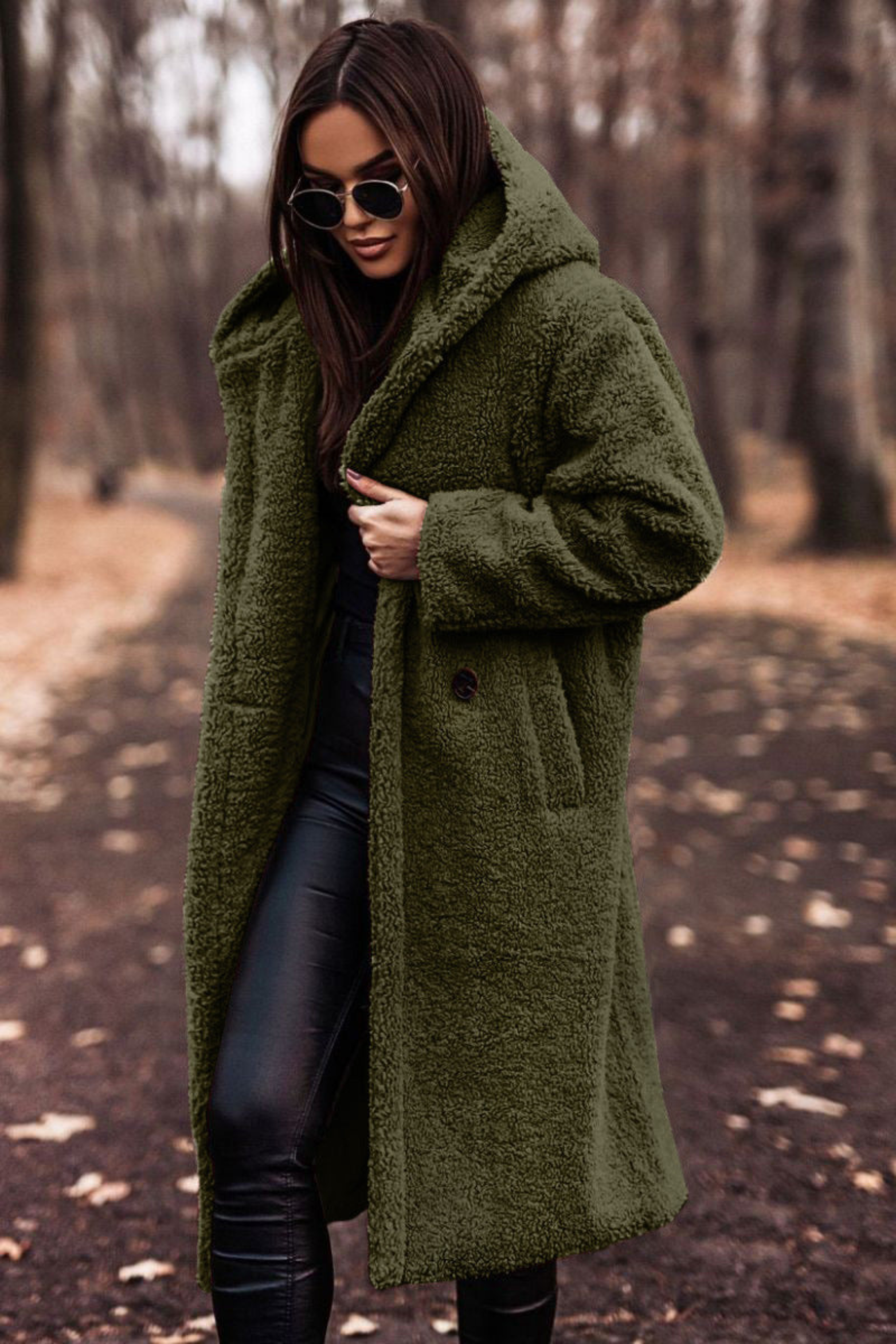 Women's Hooded Wool Blend Winter Coat