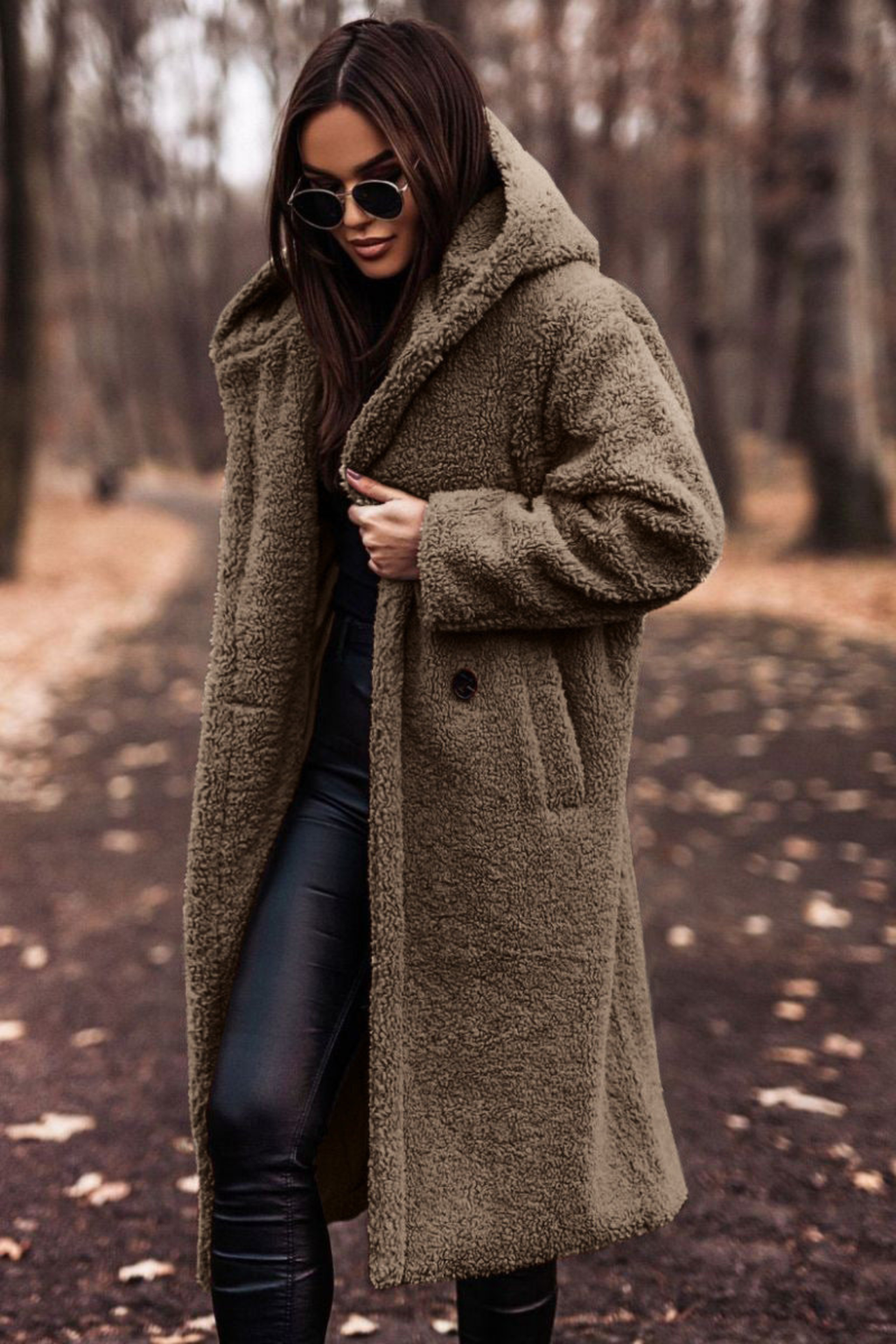Women's Hooded Wool Blend Winter Coat