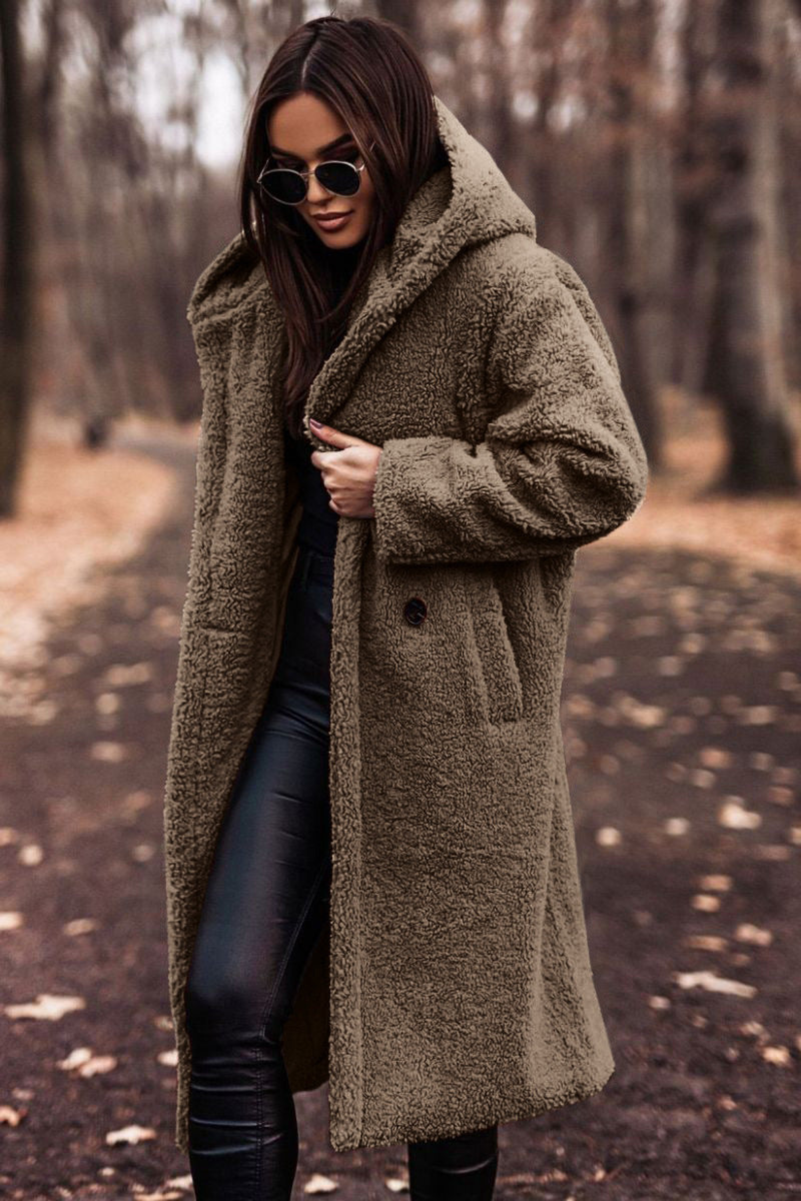 Women's Hooded Wool Blend Winter Coat