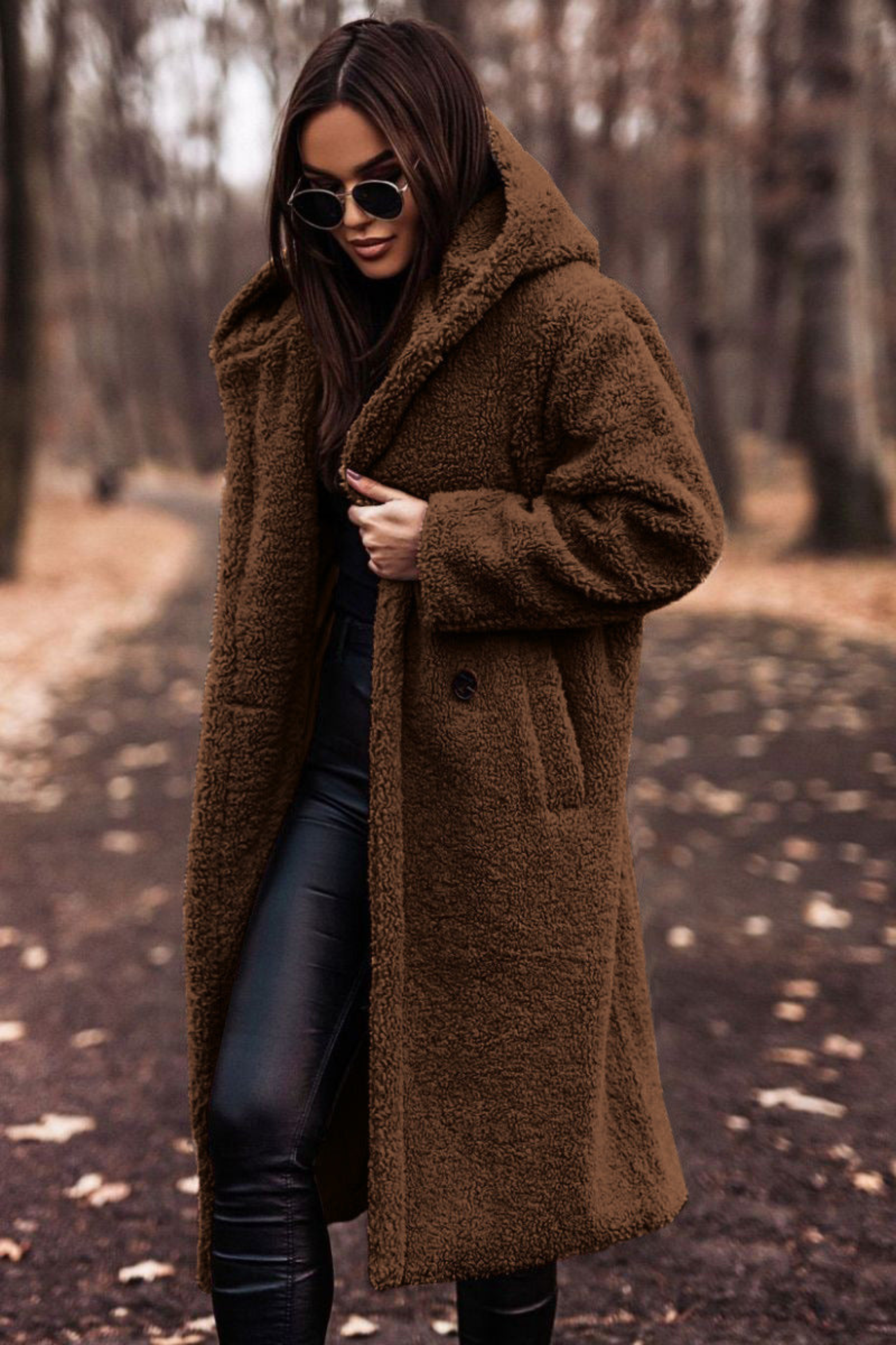 Women's Hooded Wool Blend Winter Coat