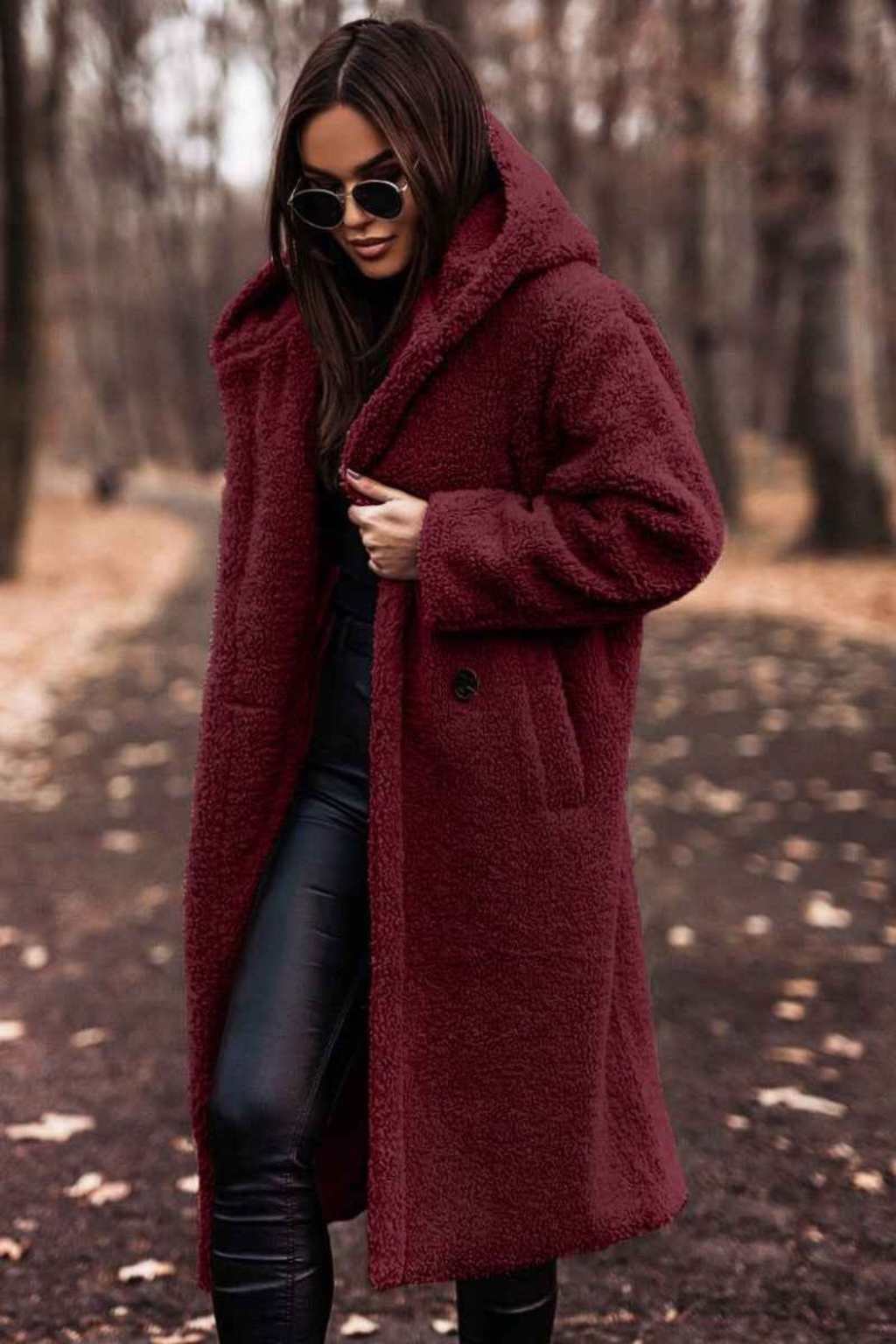 Women's Hooded Wool Blend Winter Coat