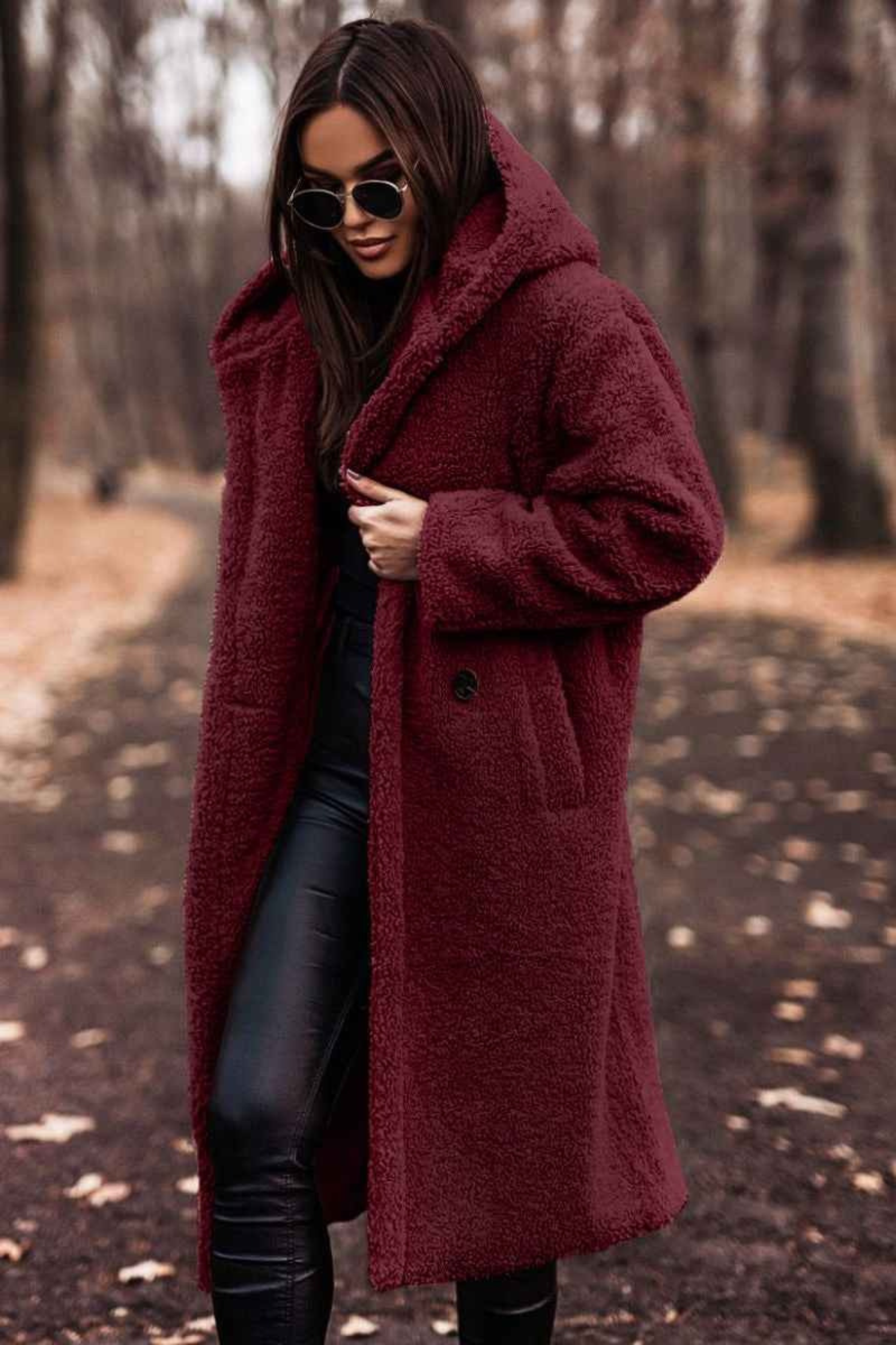 Women's Hooded Wool Blend Winter Coat