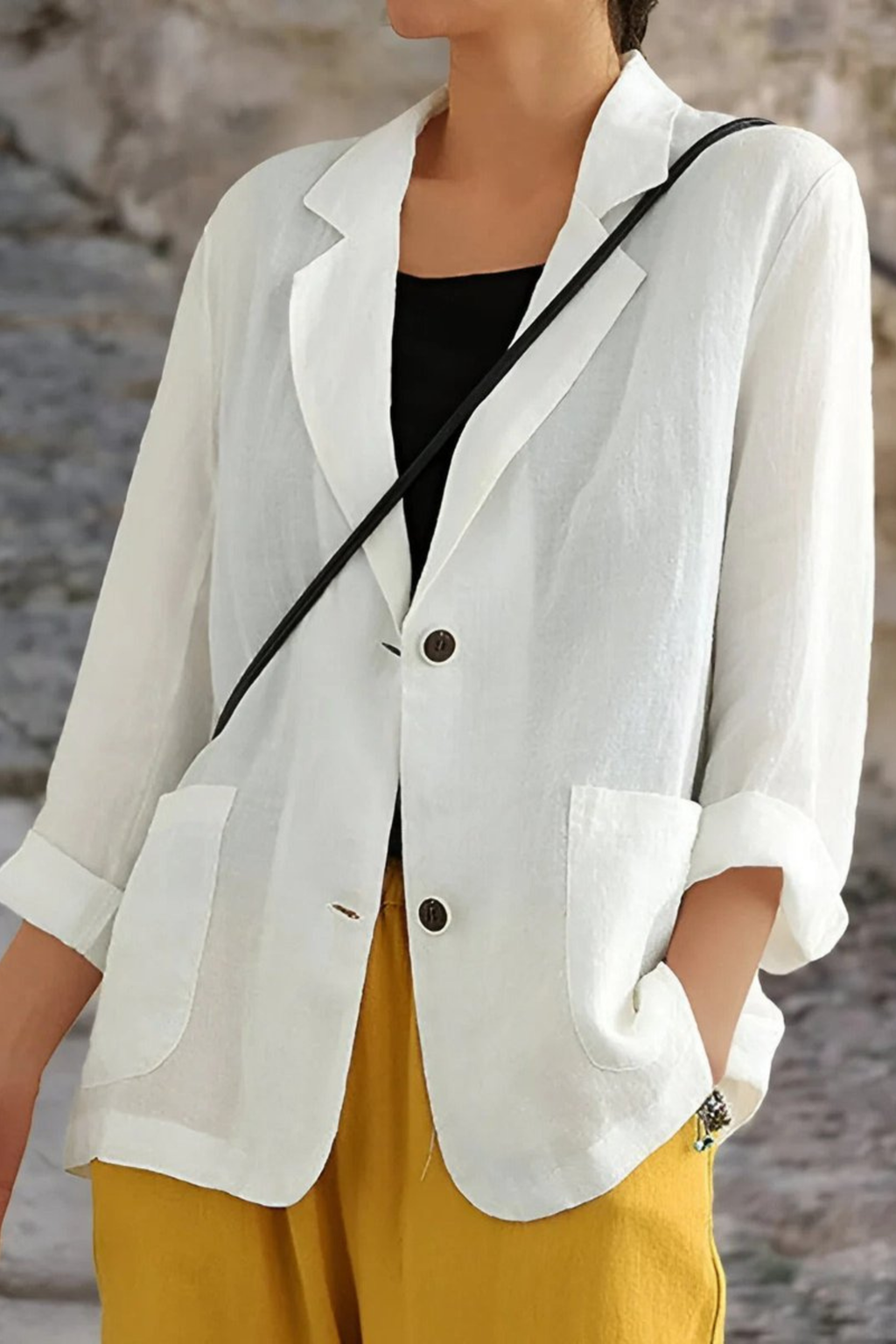 Women's Linen Blend Two Button Vest Blazer