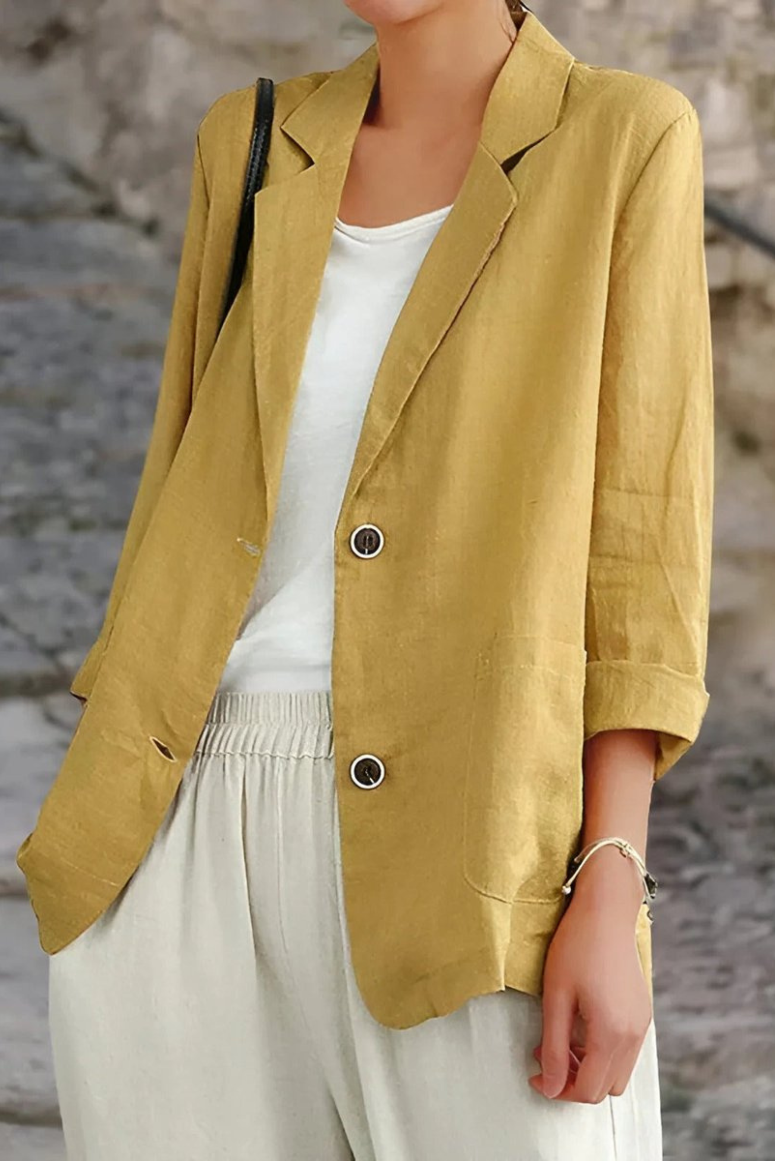 Women's Linen Blend Two Button Vest Blazer