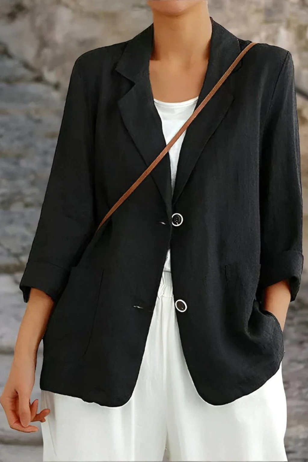 Women's Linen Blend Two Button Vest Blazer