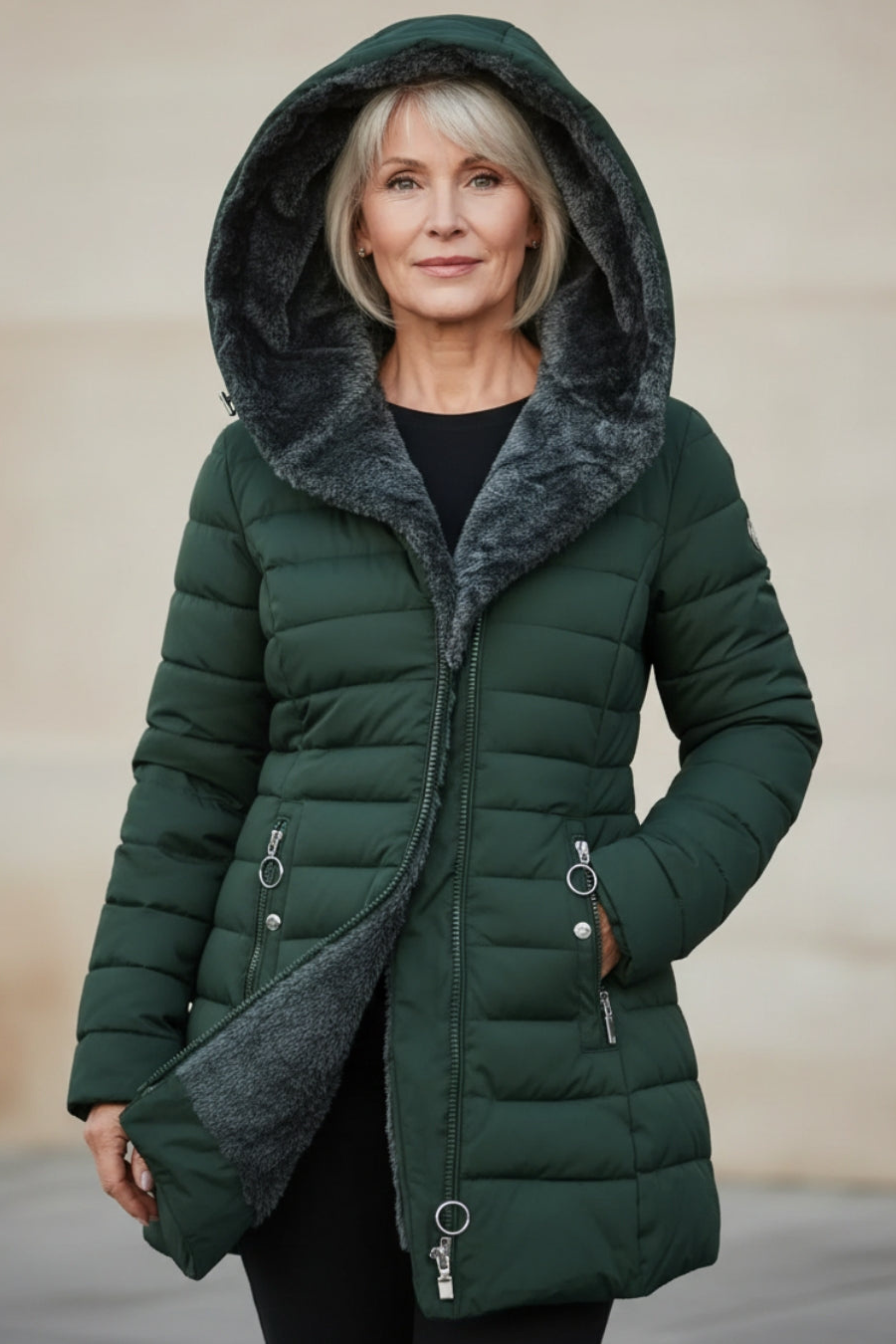 Women's Long Fleece Lined Puffer Coat
