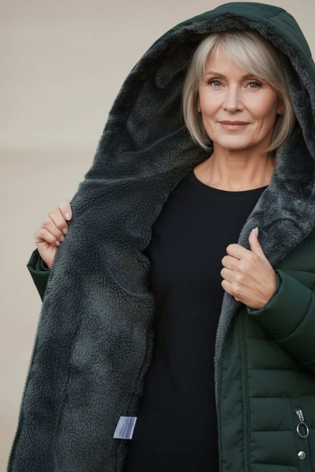 Women's Long Fleece Lined Puffer Coat