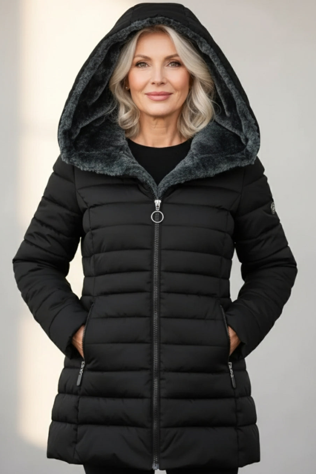 Women's Long Fleece Lined Puffer Coat