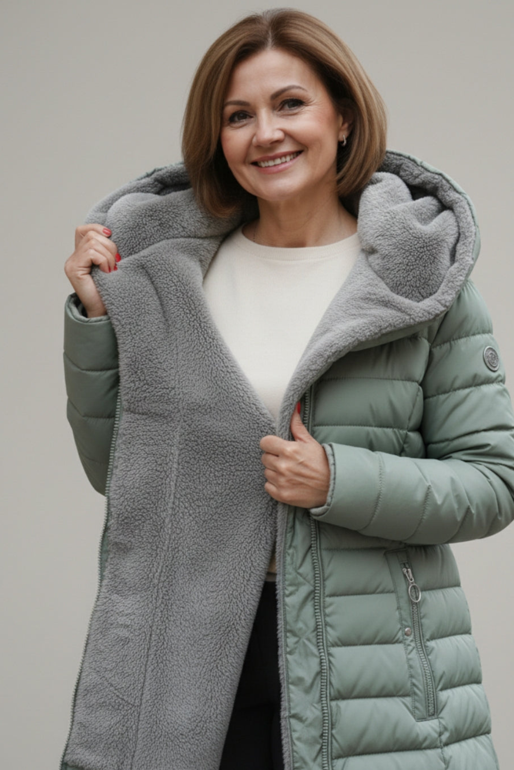 Women's Long Fleece Lined Puffer Coat