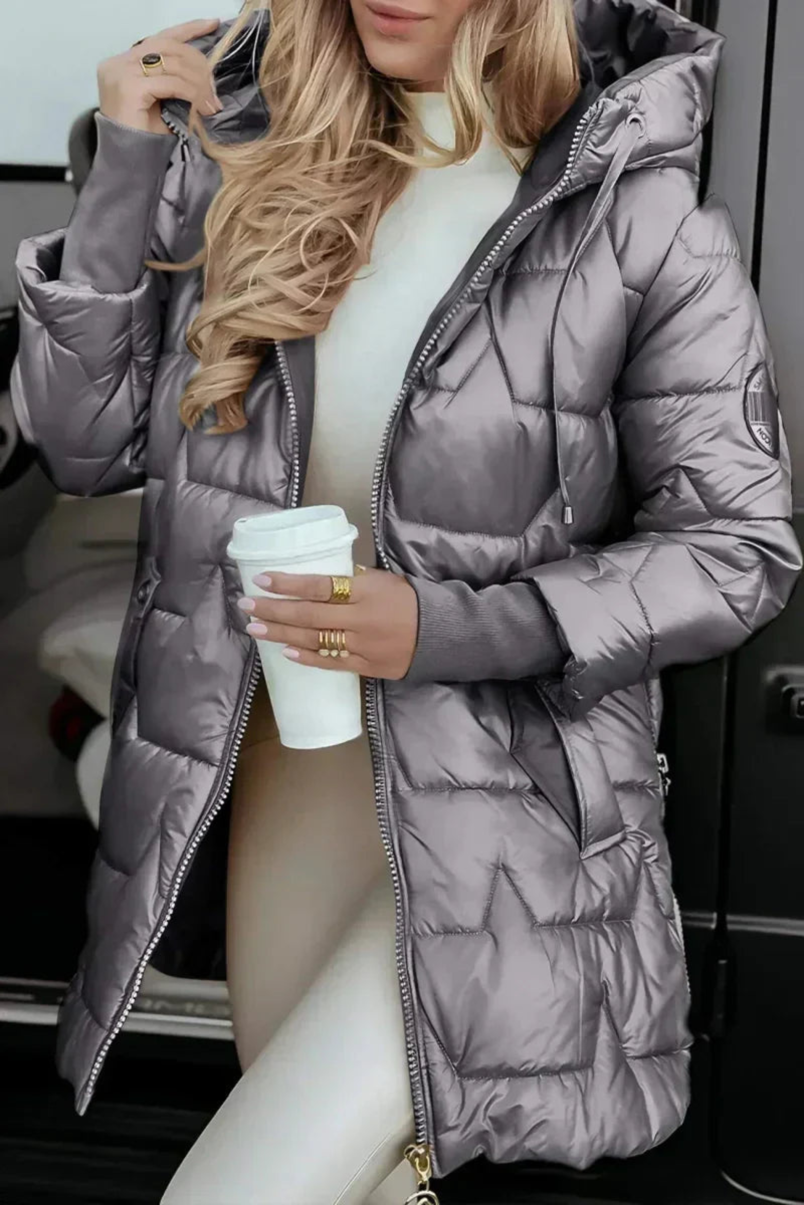 Women's Longline Quilted Winter Jacket