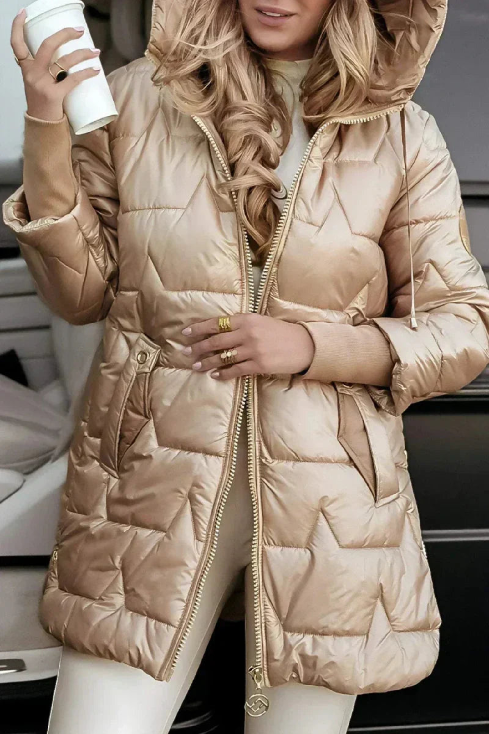 Women's Longline Quilted Winter Jacket