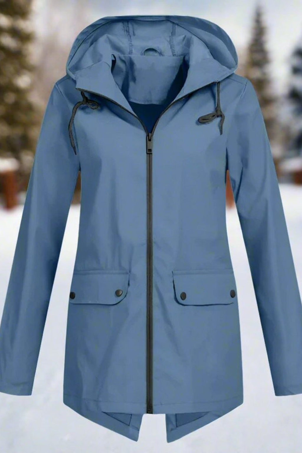 Women's Longline Waterproof Hooded Jacket