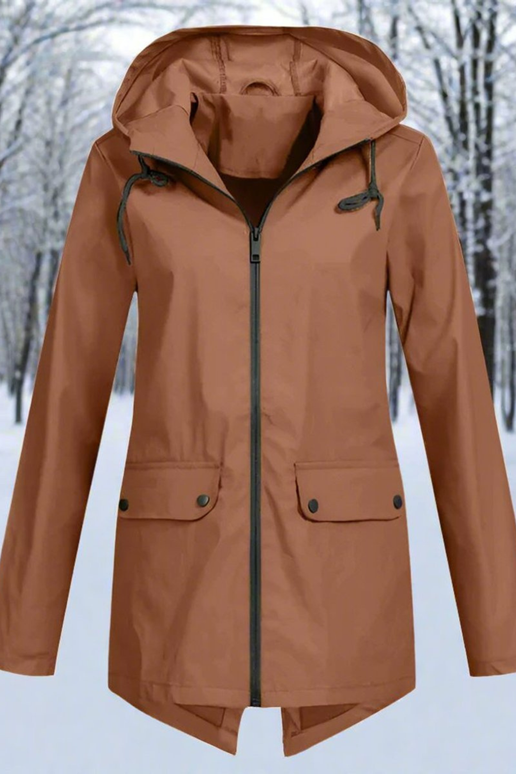Women's Longline Waterproof Hooded Jacket