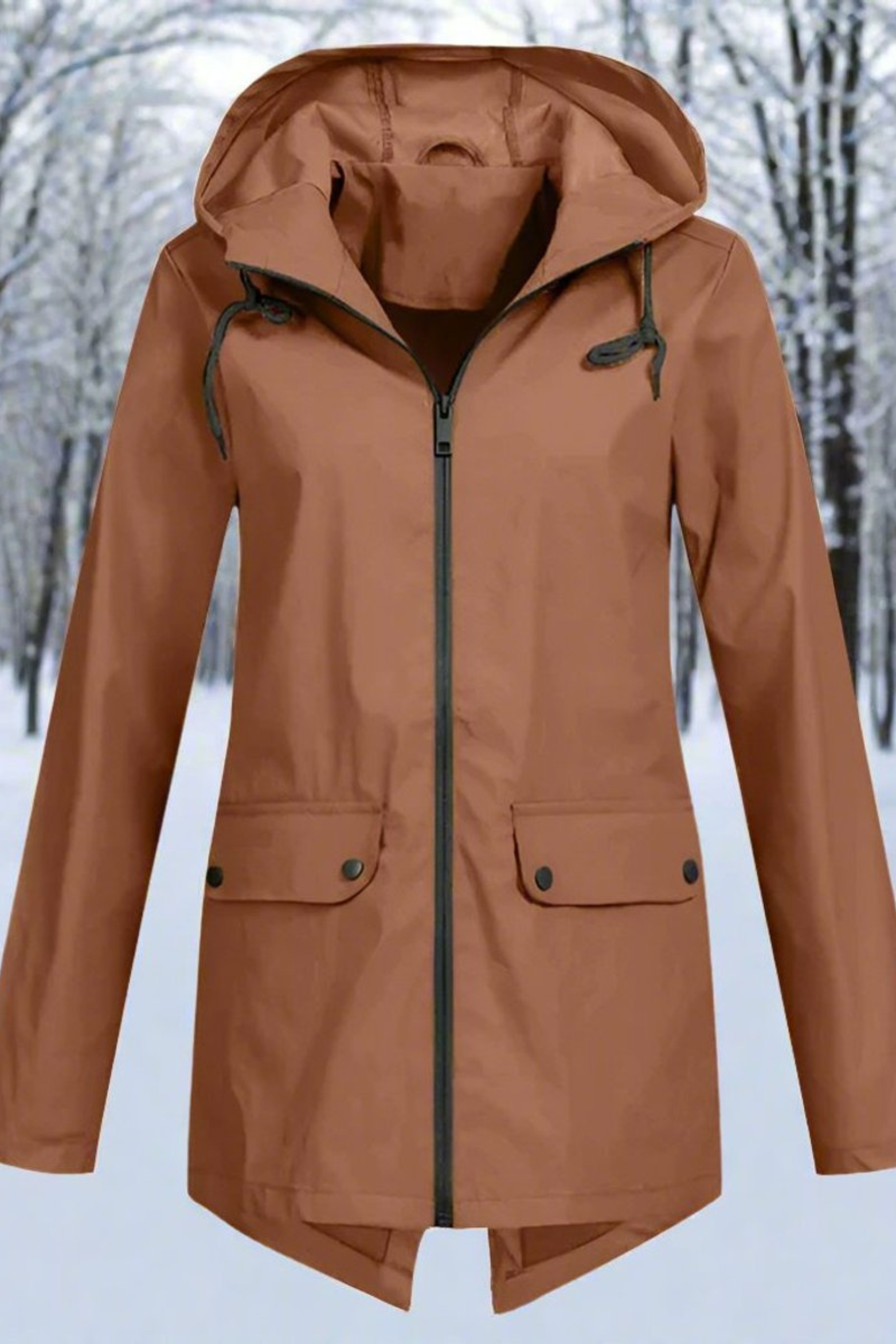 Women's Longline Waterproof Hooded Jacket