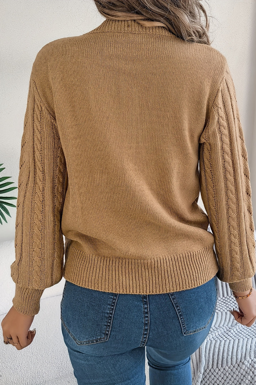 Women's Openwork Cable Knit Sweater