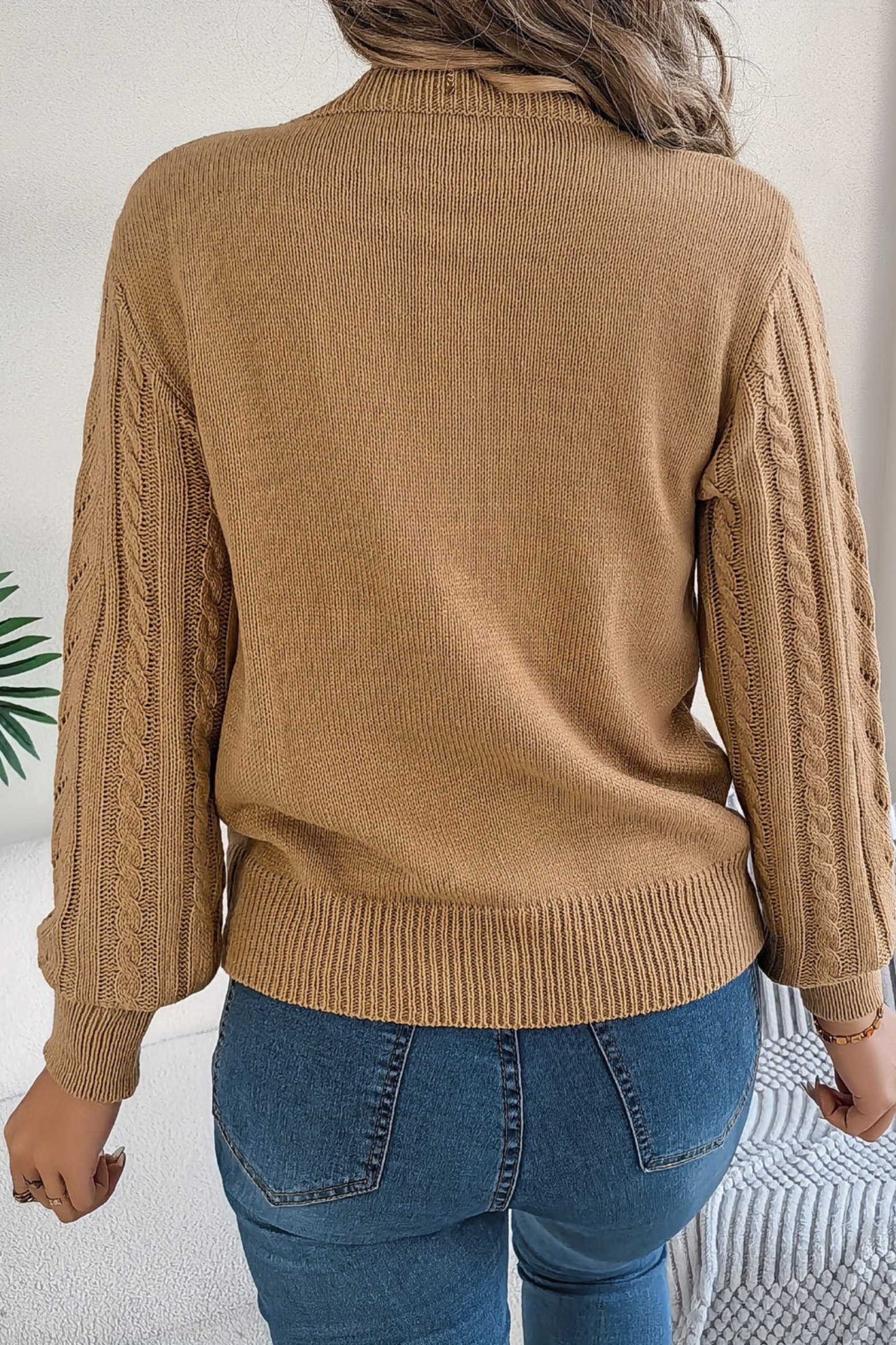 Women's Openwork Cable Knit Sweater
