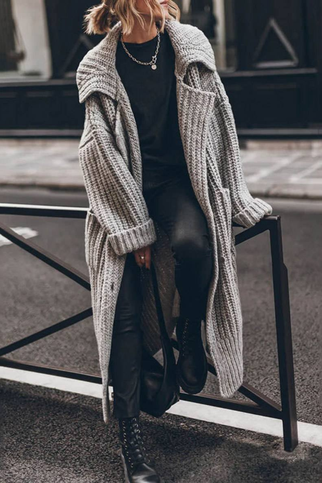 Women's Oversized Chunky Rib Knit Cardigan