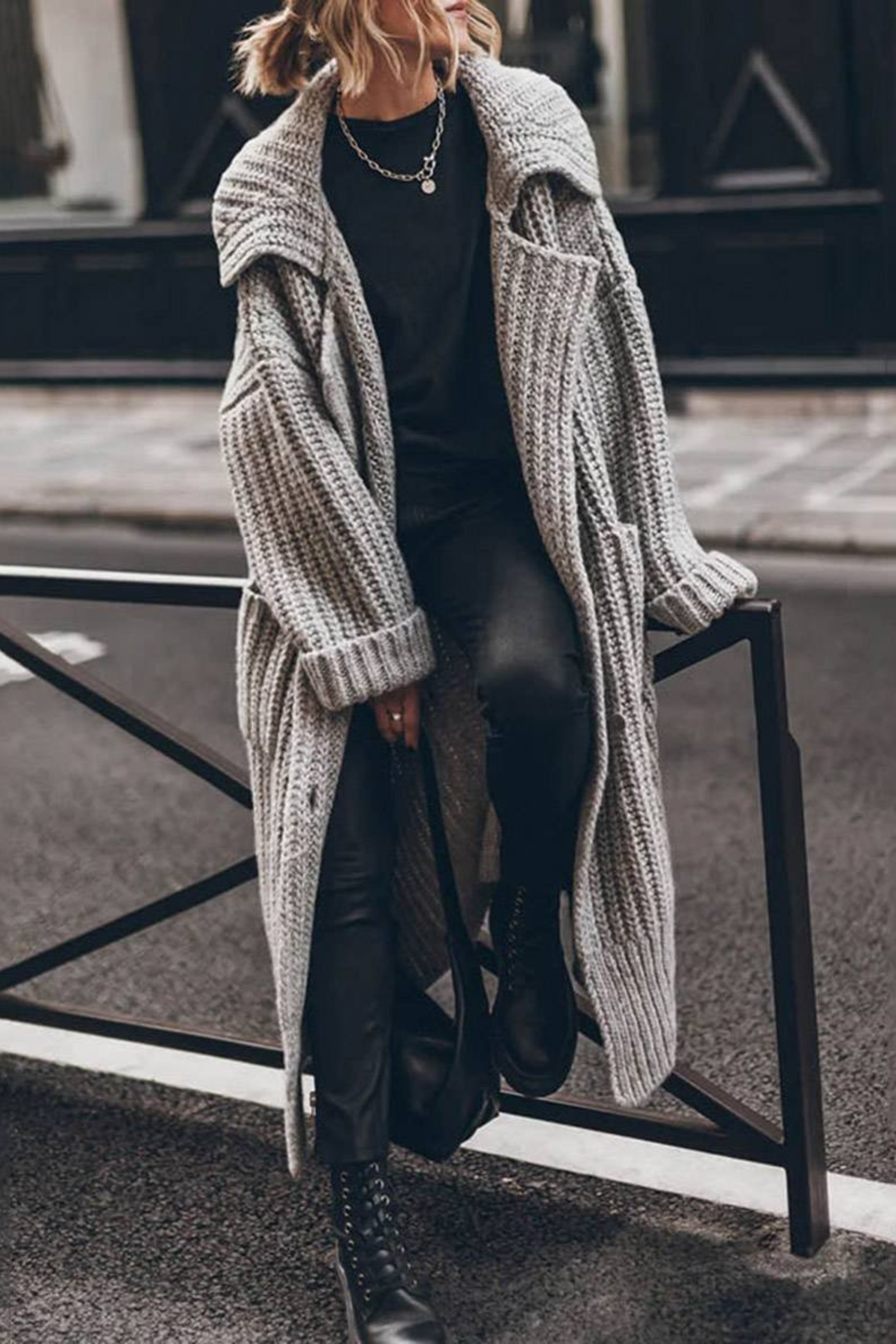 Women's Oversized Chunky Rib Knit Cardigan