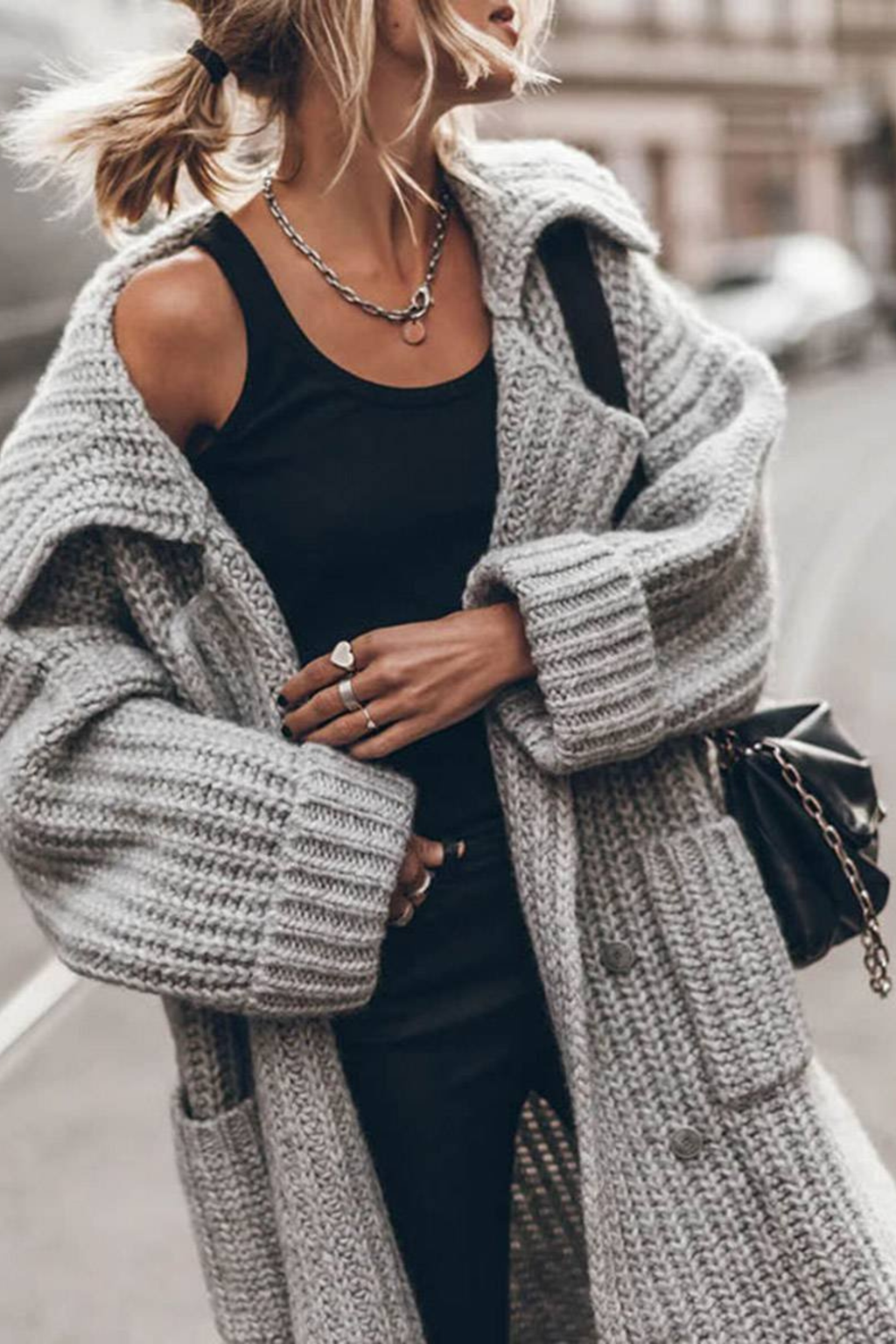 Women's Oversized Chunky Rib Knit Cardigan