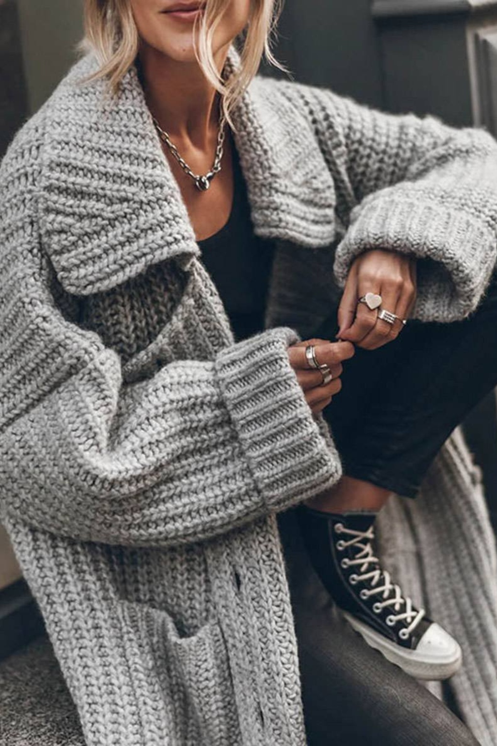 Women's Oversized Chunky Rib Knit Cardigan