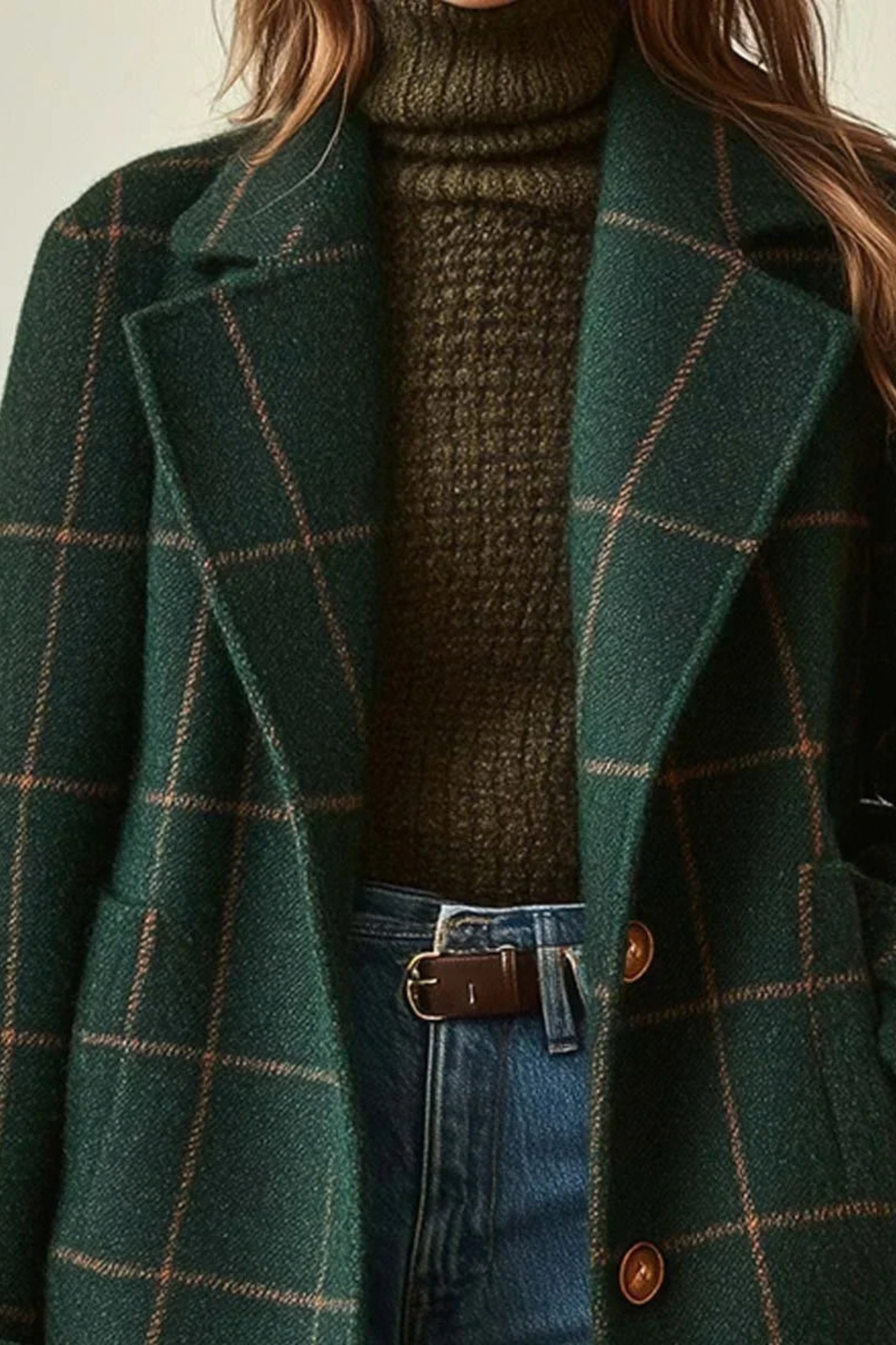 Oversized Plaid Notch Lapel Coat