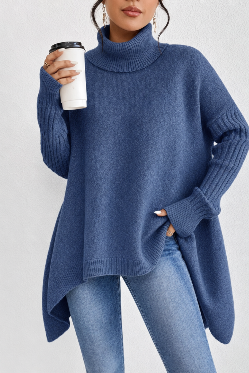 Oversized Turtleneck Knit Sweater