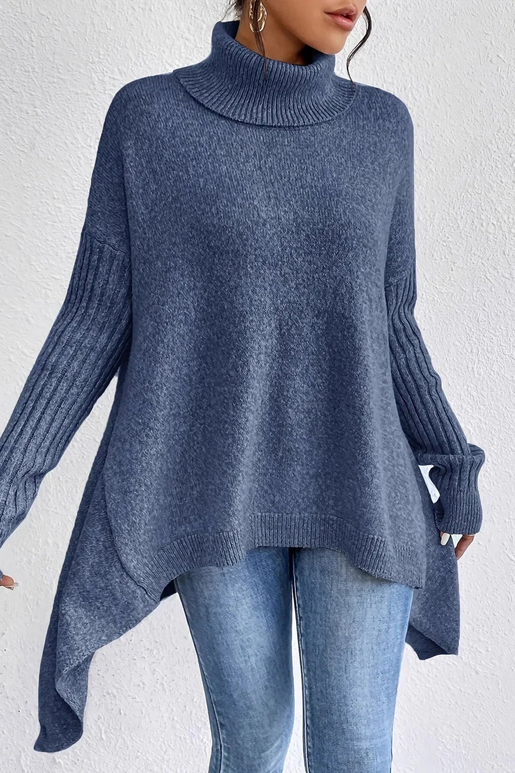 Oversized Turtleneck Knit Sweater