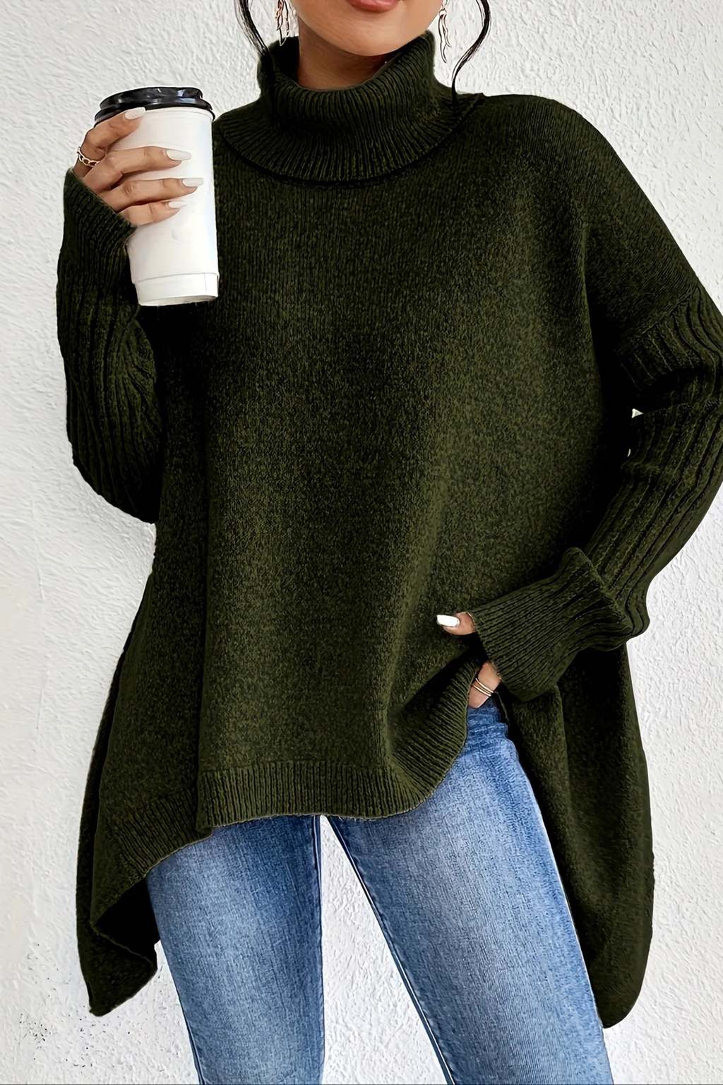 Oversized Turtleneck Knit Sweater