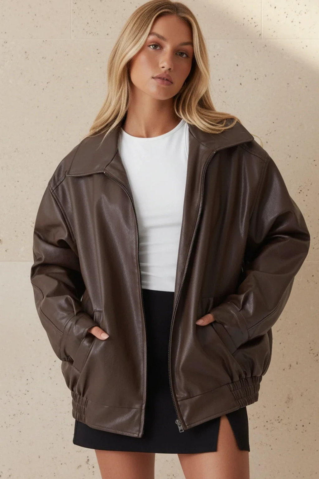Women's Oversized Zip-Up Bomber Jacket
