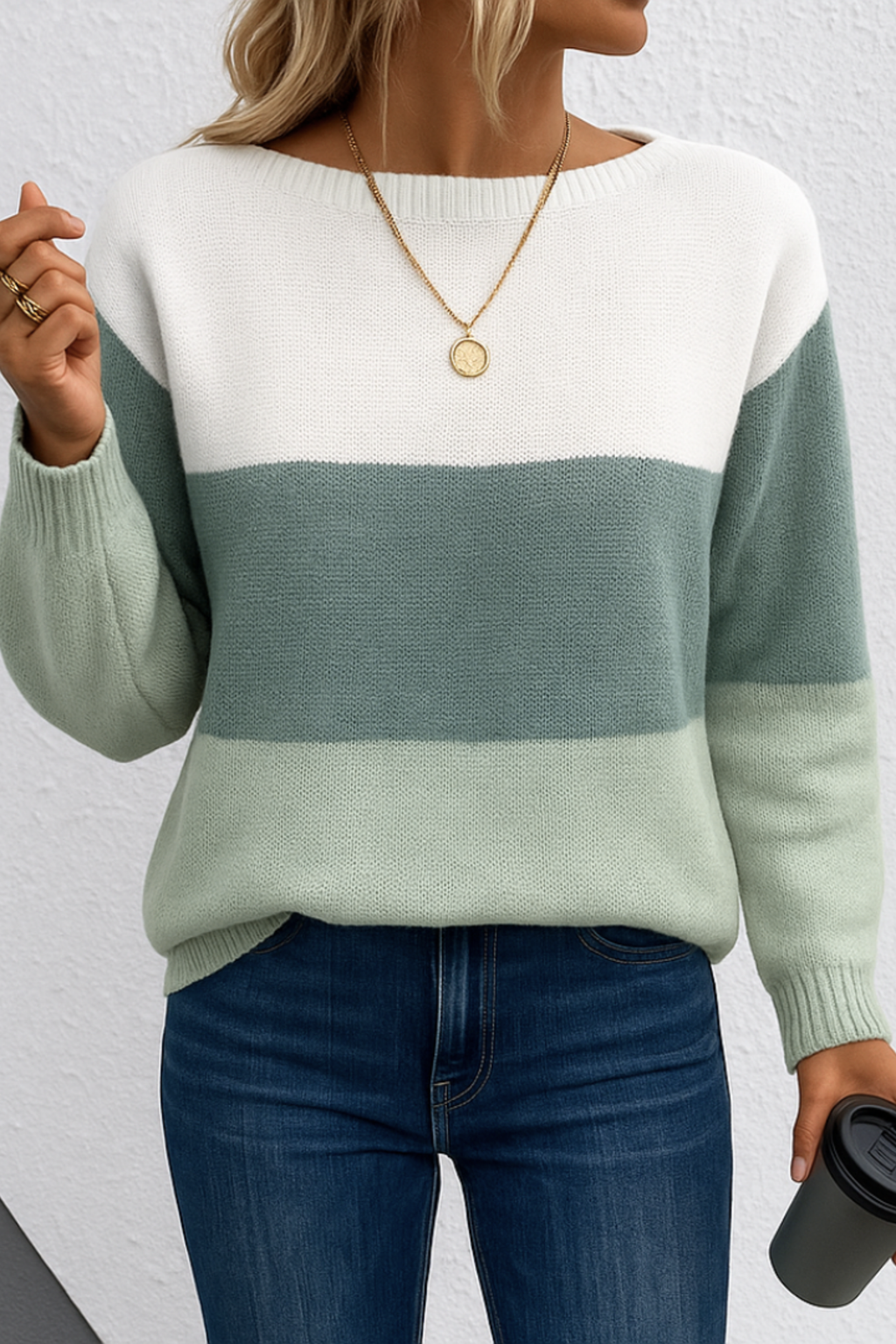 Women's Patchwork Relaxed Knit Sweater