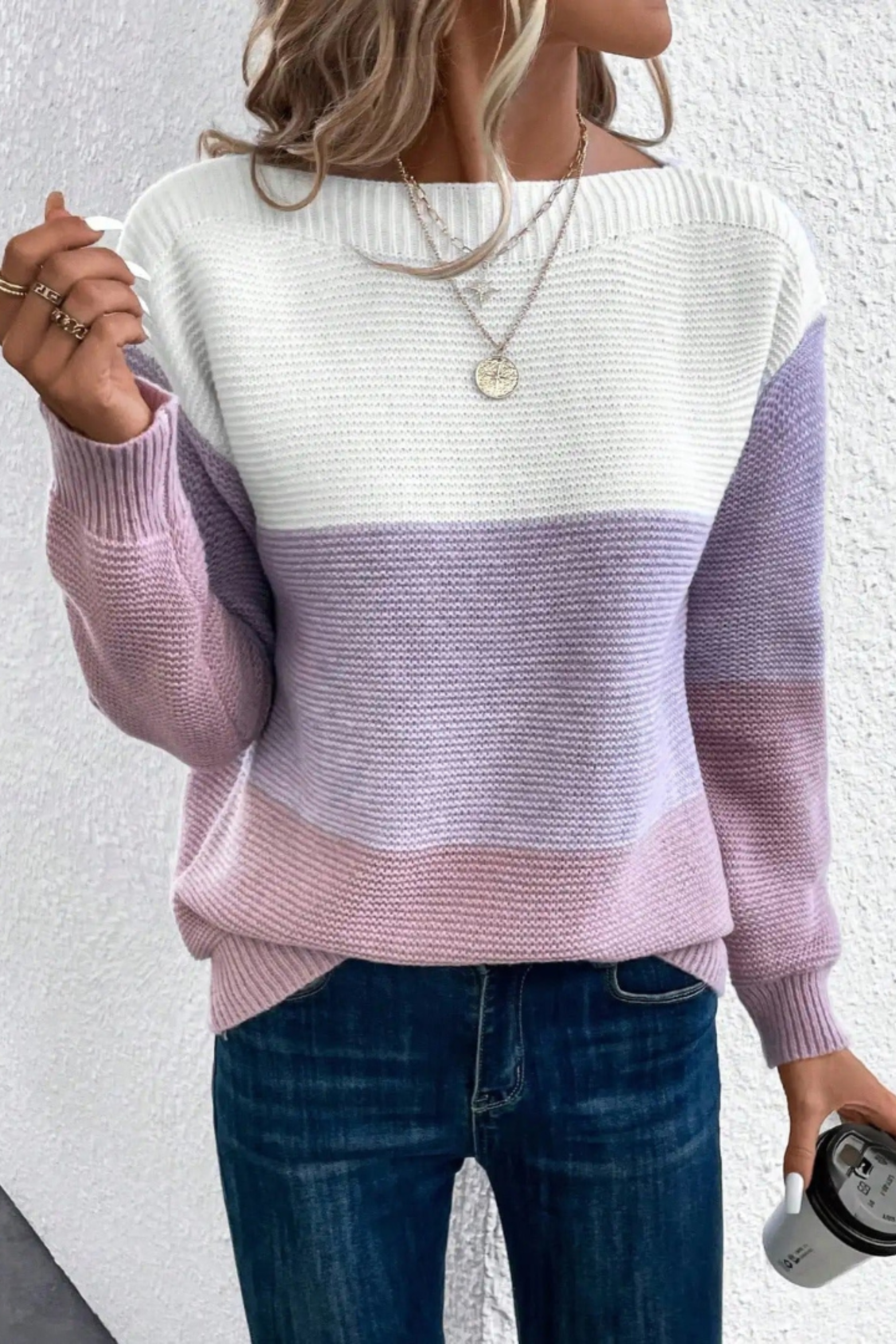 Women's Patchwork Relaxed Knit Sweater