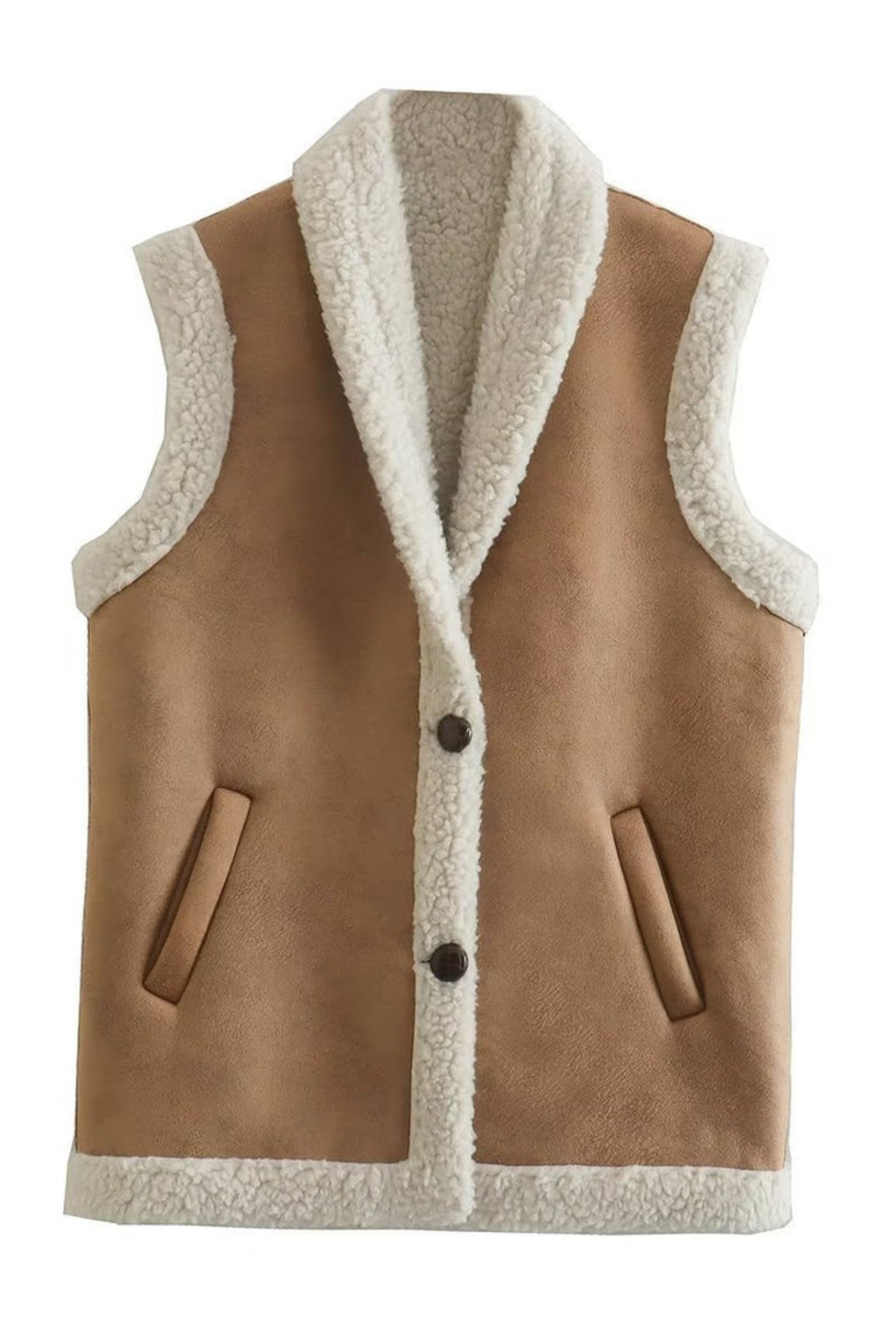 Women's Plush Faux Fur Button Vest