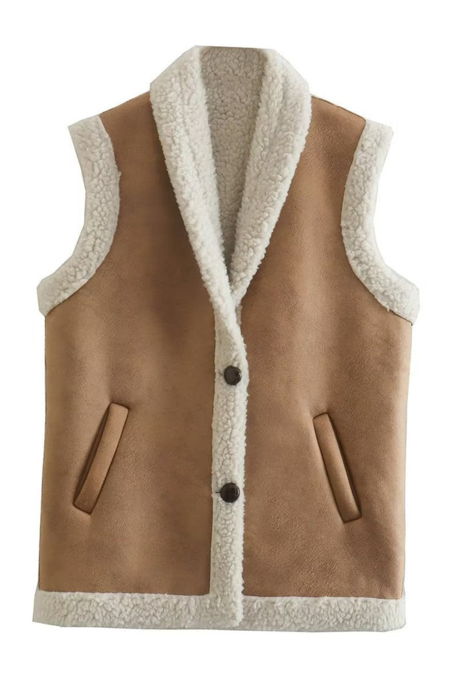 Women's Plush Faux Fur Button Vest