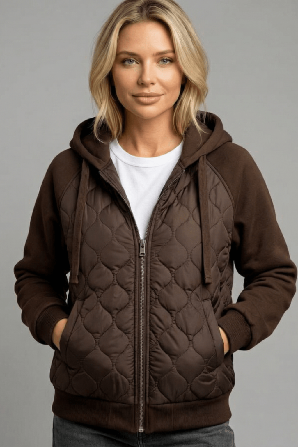 Women's Quilted Fleece-Lined Hooded Jacket