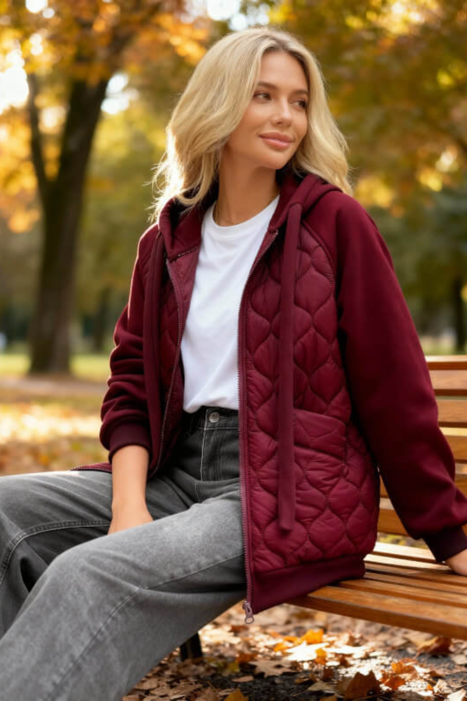 Women's Quilted Fleece-Lined Hooded Jacket