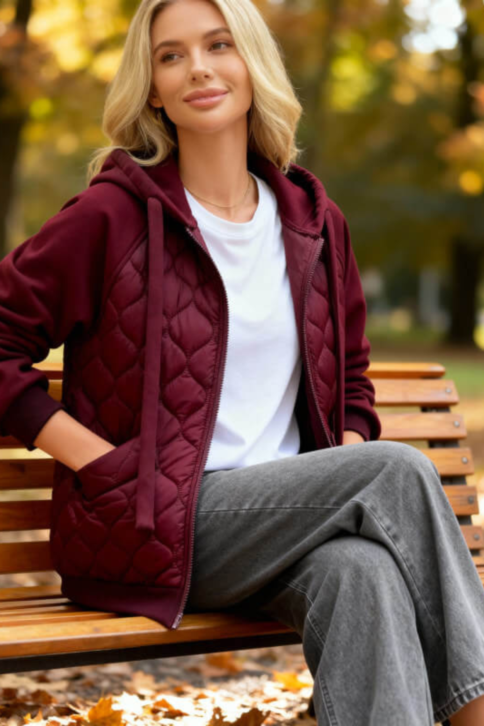 Women's Quilted Fleece-Lined Hooded Jacket