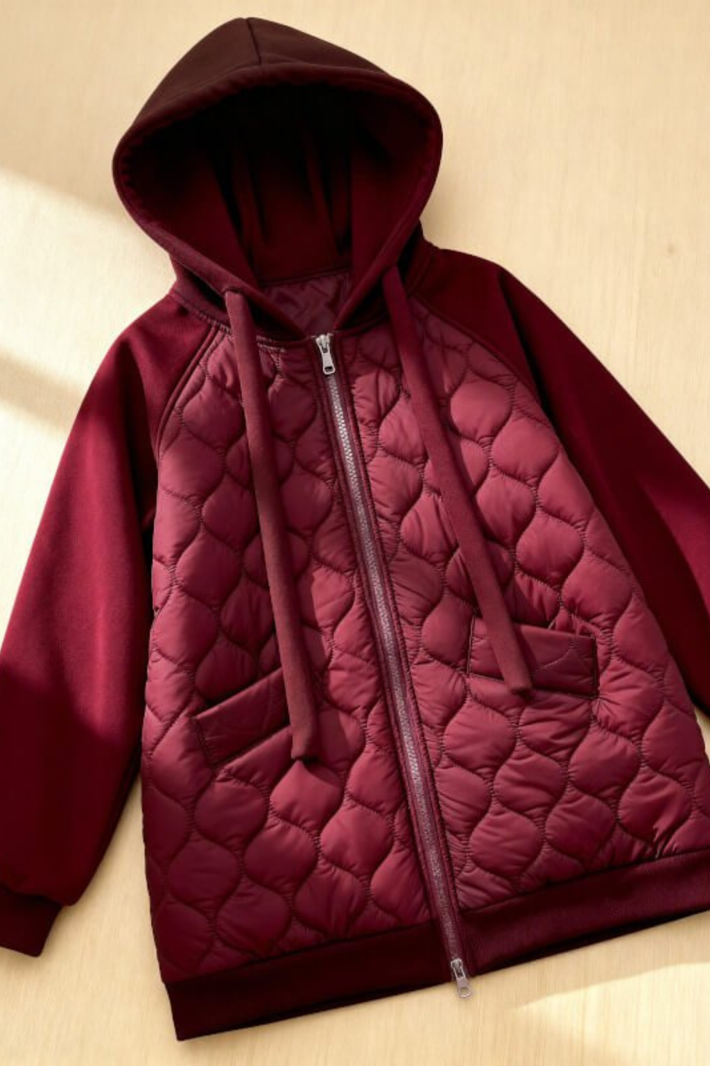 Women's Quilted Fleece-Lined Hooded Jacket