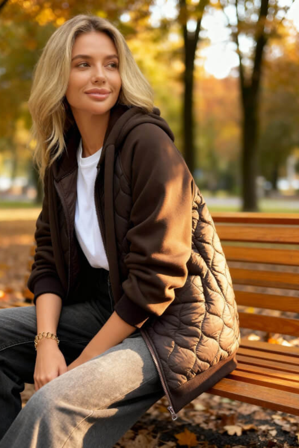 Women's Quilted Fleece-Lined Hooded Jacket