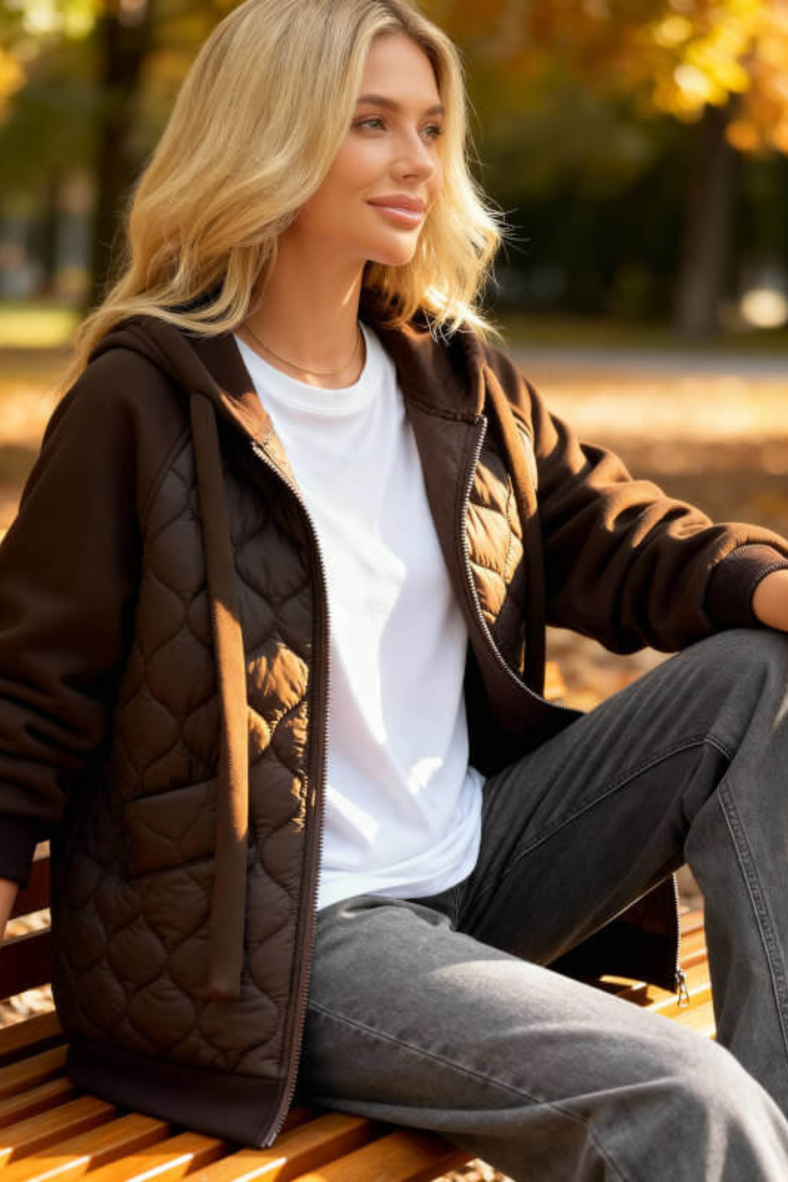 Women's Quilted Fleece-Lined Hooded Jacket