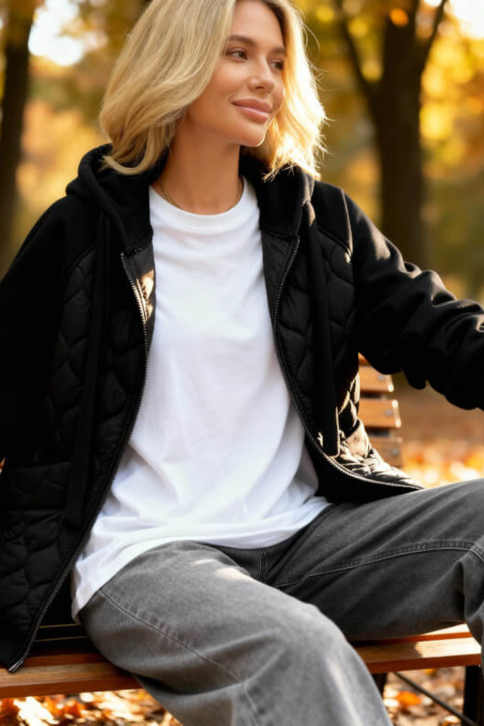 Women's Quilted Fleece-Lined Hooded Jacket
