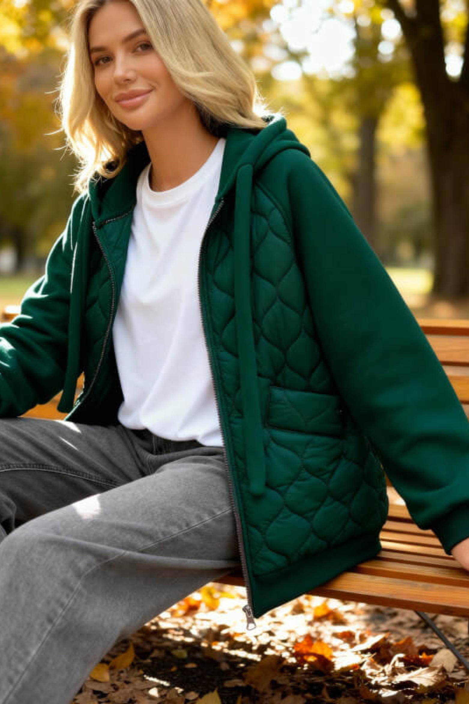 Women's Quilted Fleece-Lined Hooded Jacket