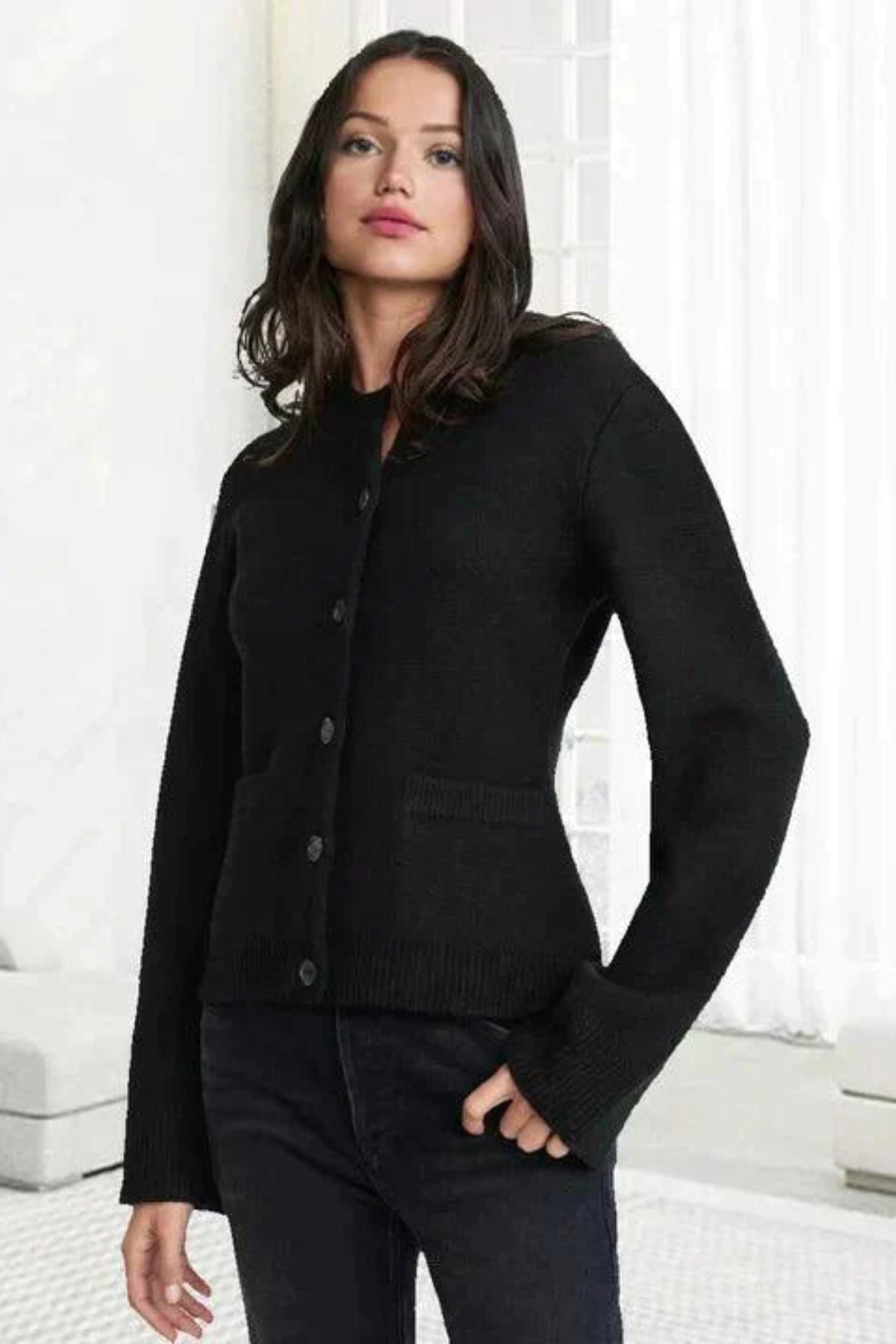 Women's Refined Wool Blend Knit Cardigan