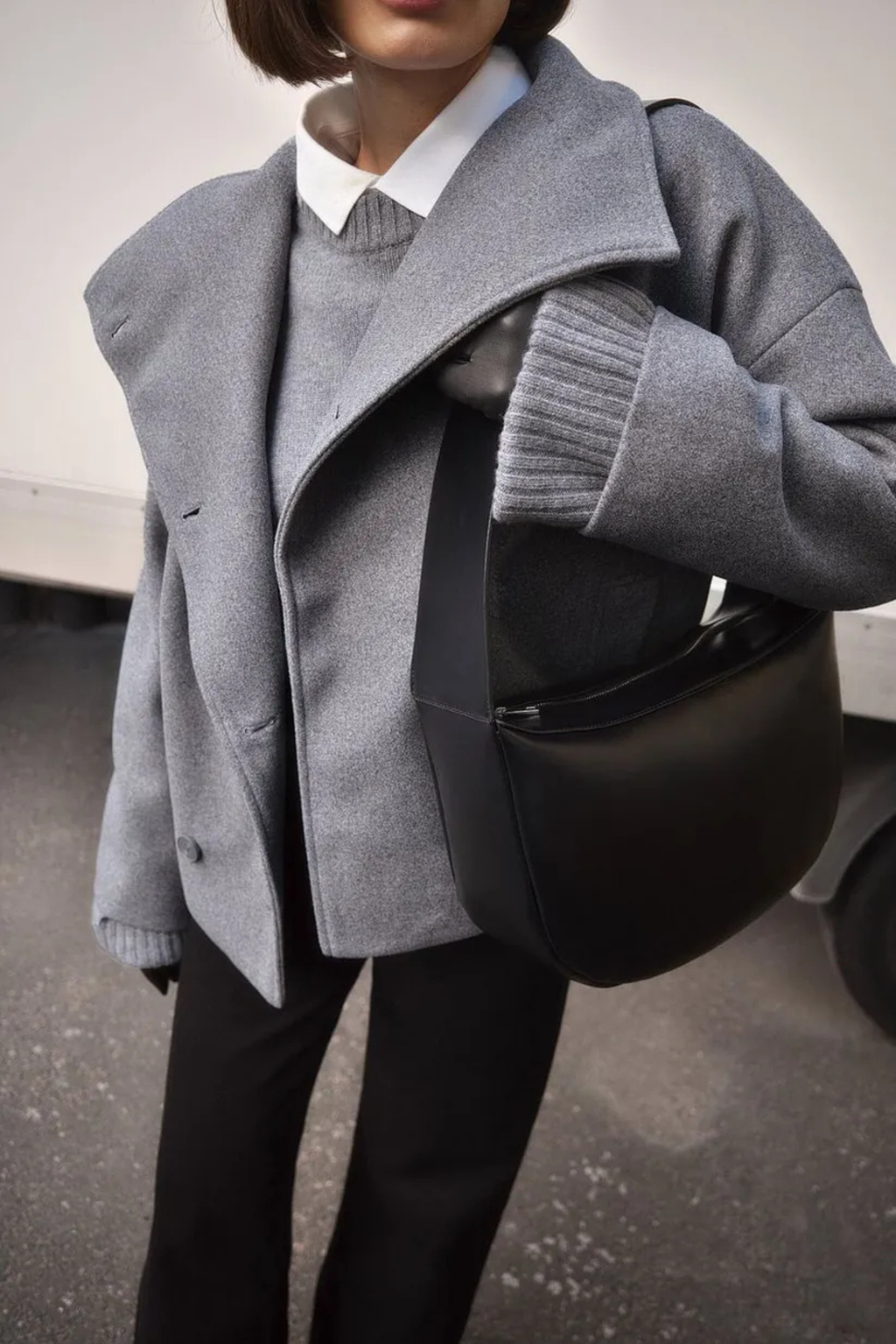 Short Double Breasted Wool Pea Coat