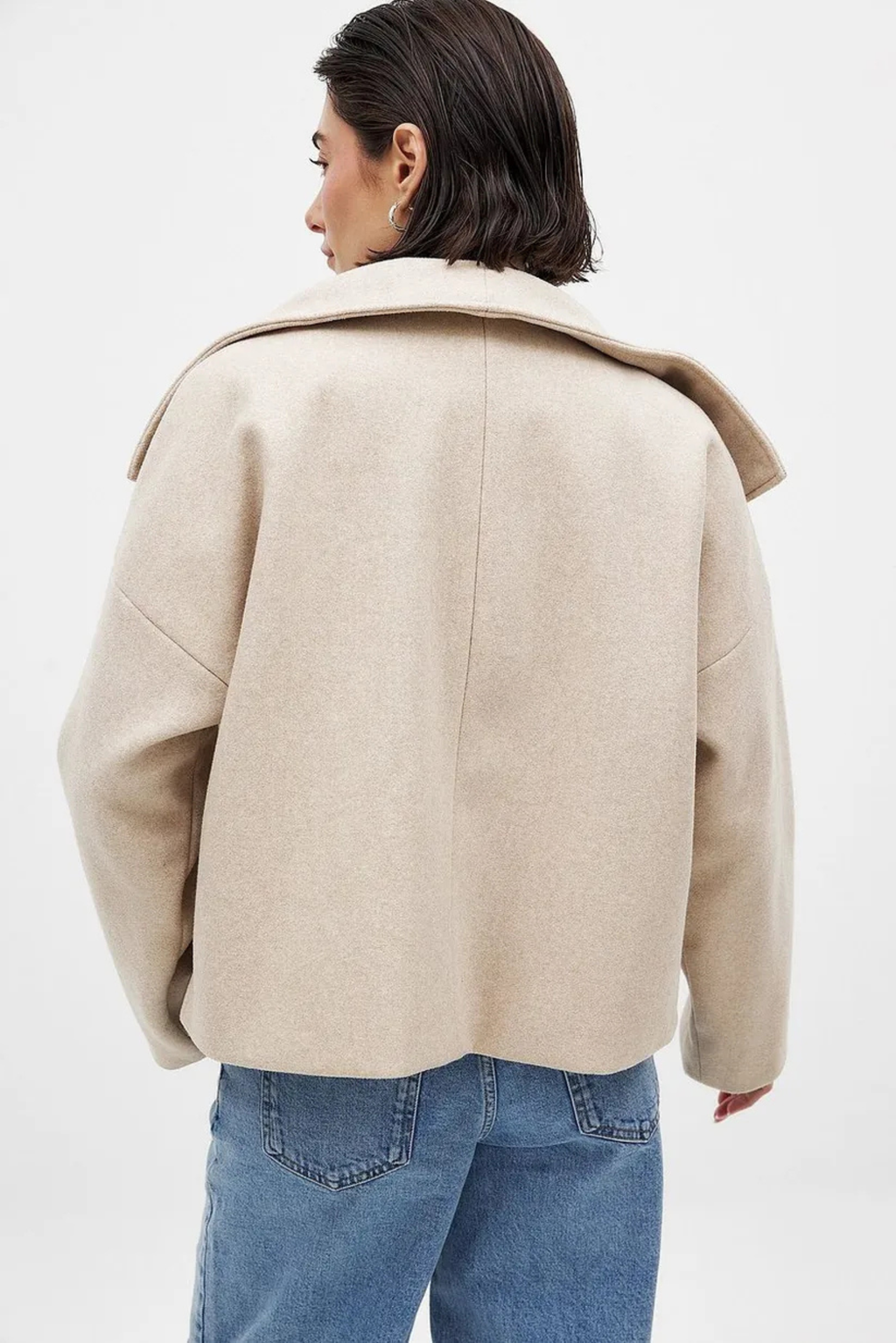 Short Double Breasted Wool Pea Coat
